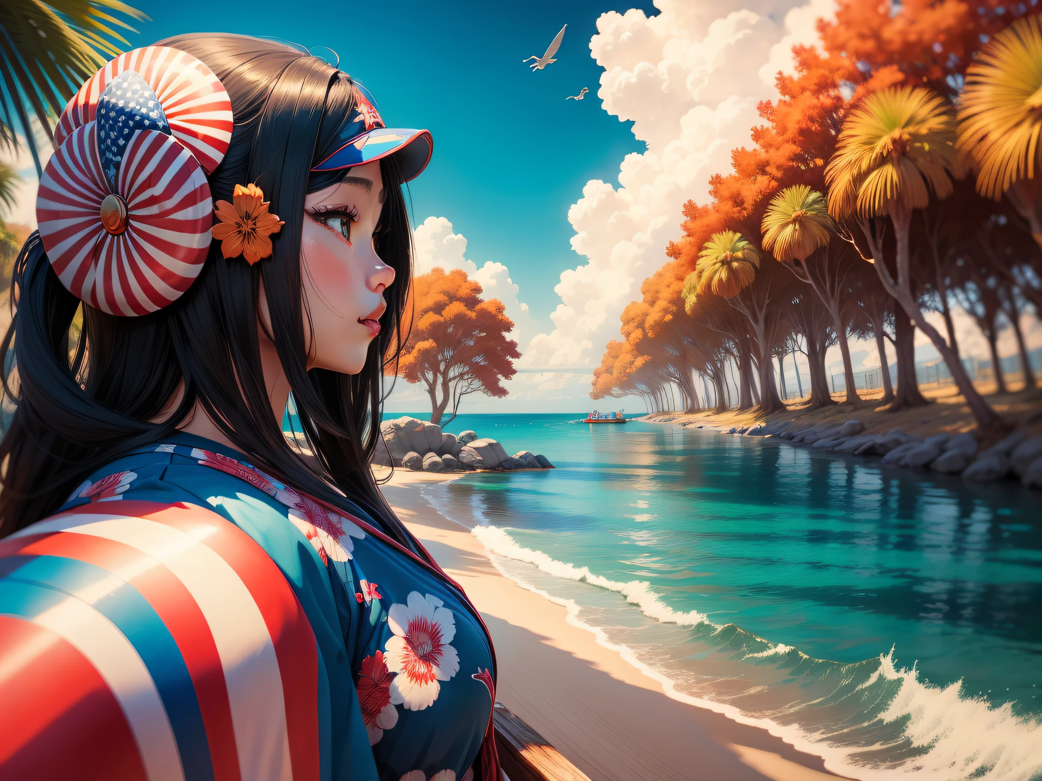 American comic Background with 夏天 vacation Scene tones comic strip