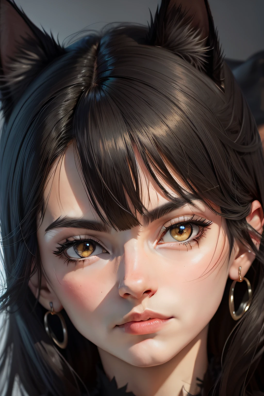 head portrait,Black cat,Contains Zar9UN,Look up,best qualtiy,disdain