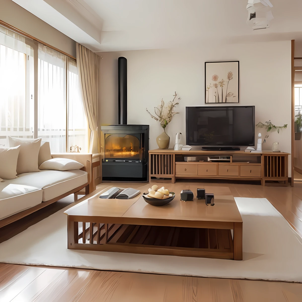 (masterpiece),best quality,good anatomy, shuimobysim,(1 girl:1), (upper body),(smile),short hair,(hanfu),(ecchi0.5), (trees:0.5), (flowers:0.6) ,(wooden house:0.2),(bamboo forest:0.2),(creek:0.2),(river:0.2),