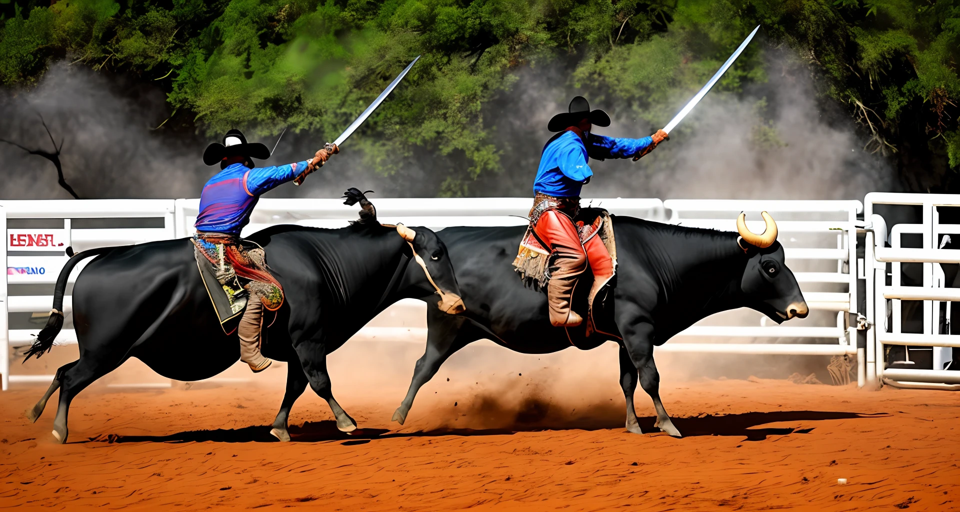 The swordsman rides a bull