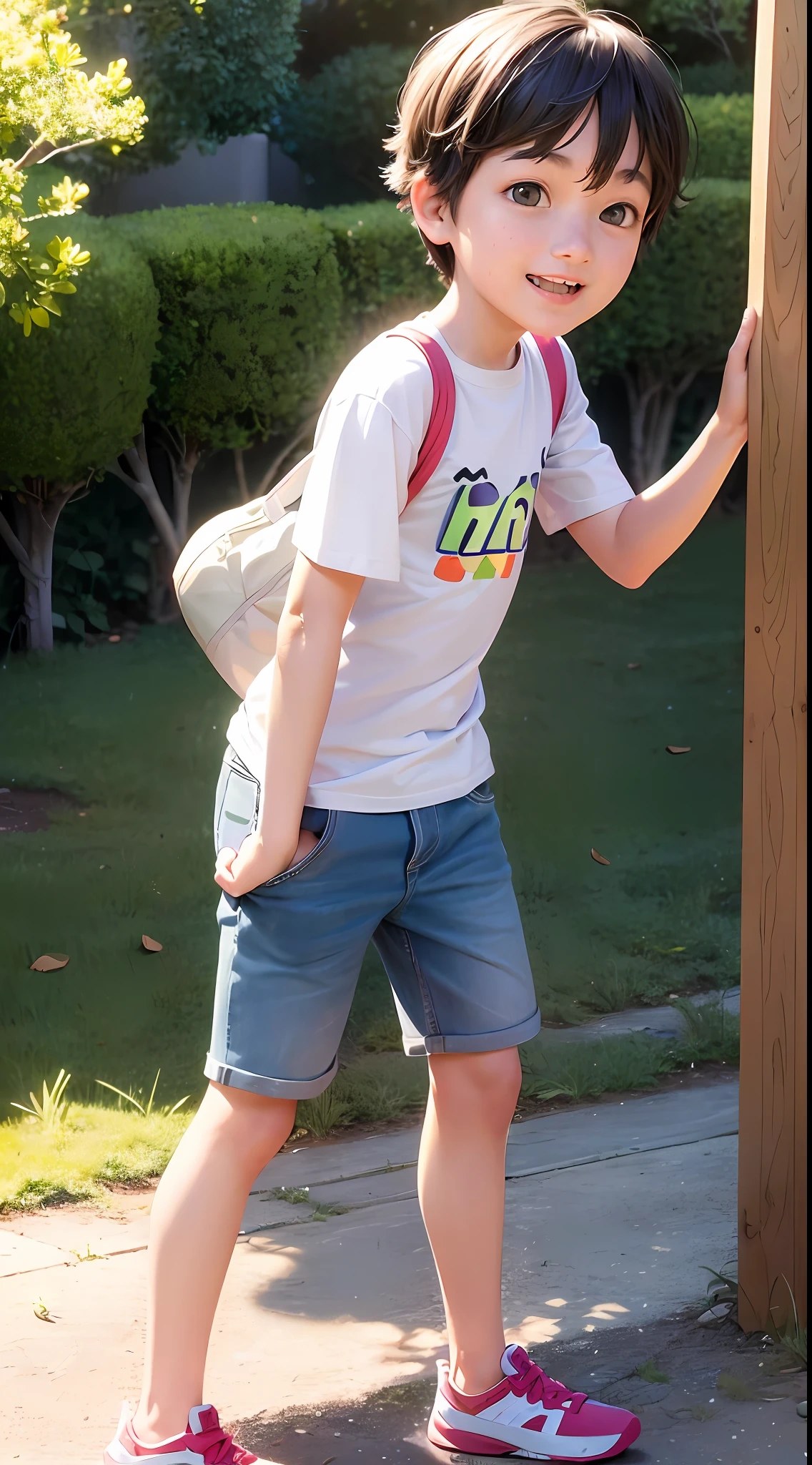 ((PIXAR style:1.2+Animation style:1.2) AND playground scene)+(Libido boy+Kizi+8 :0.9+Hand in hand:0.9+ssmile), Simple clothes, dandelion:0.9