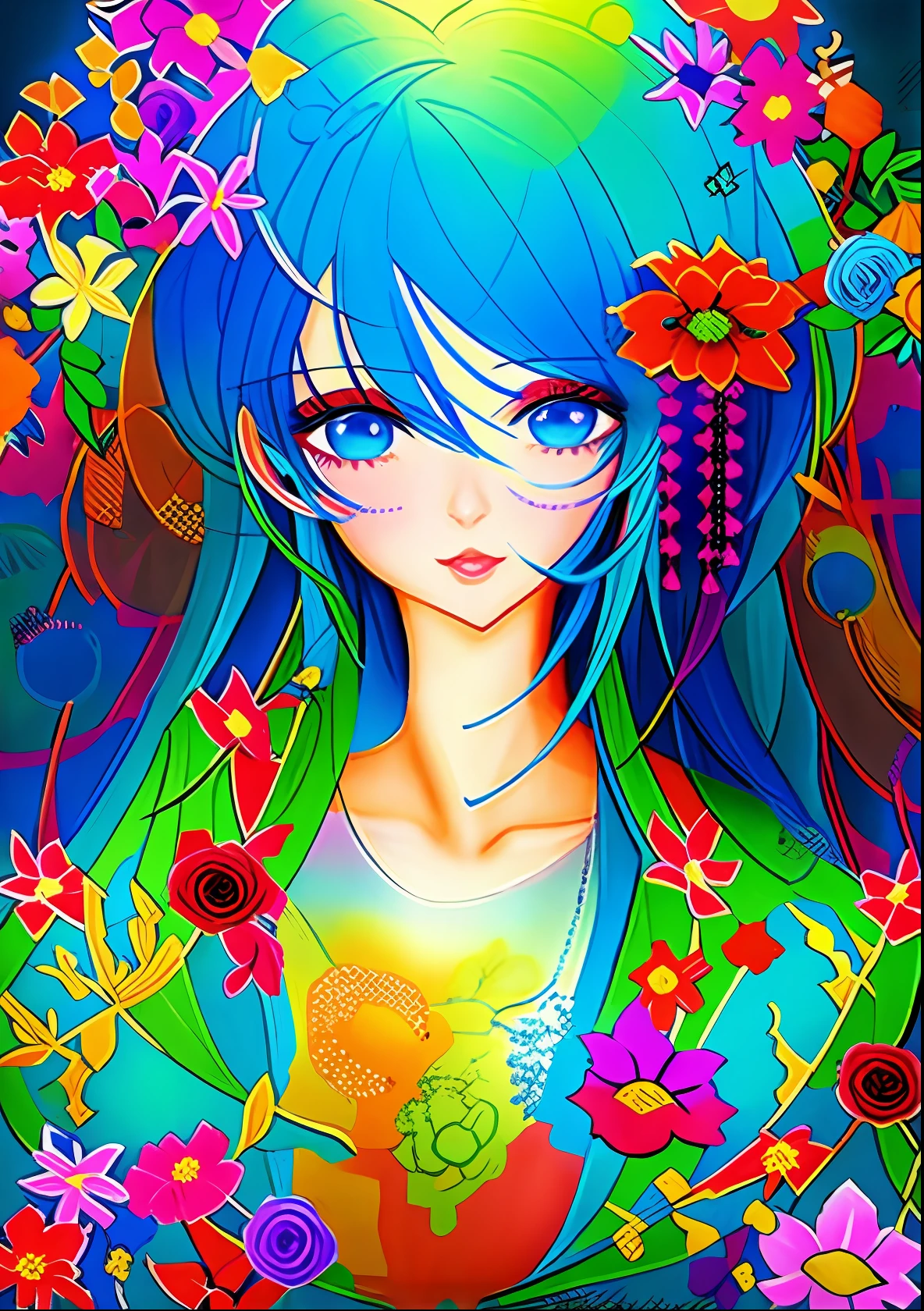 Masterpiece、Beautiful flowers、Beautiful eyes、Colorful、colourfull、coloring
