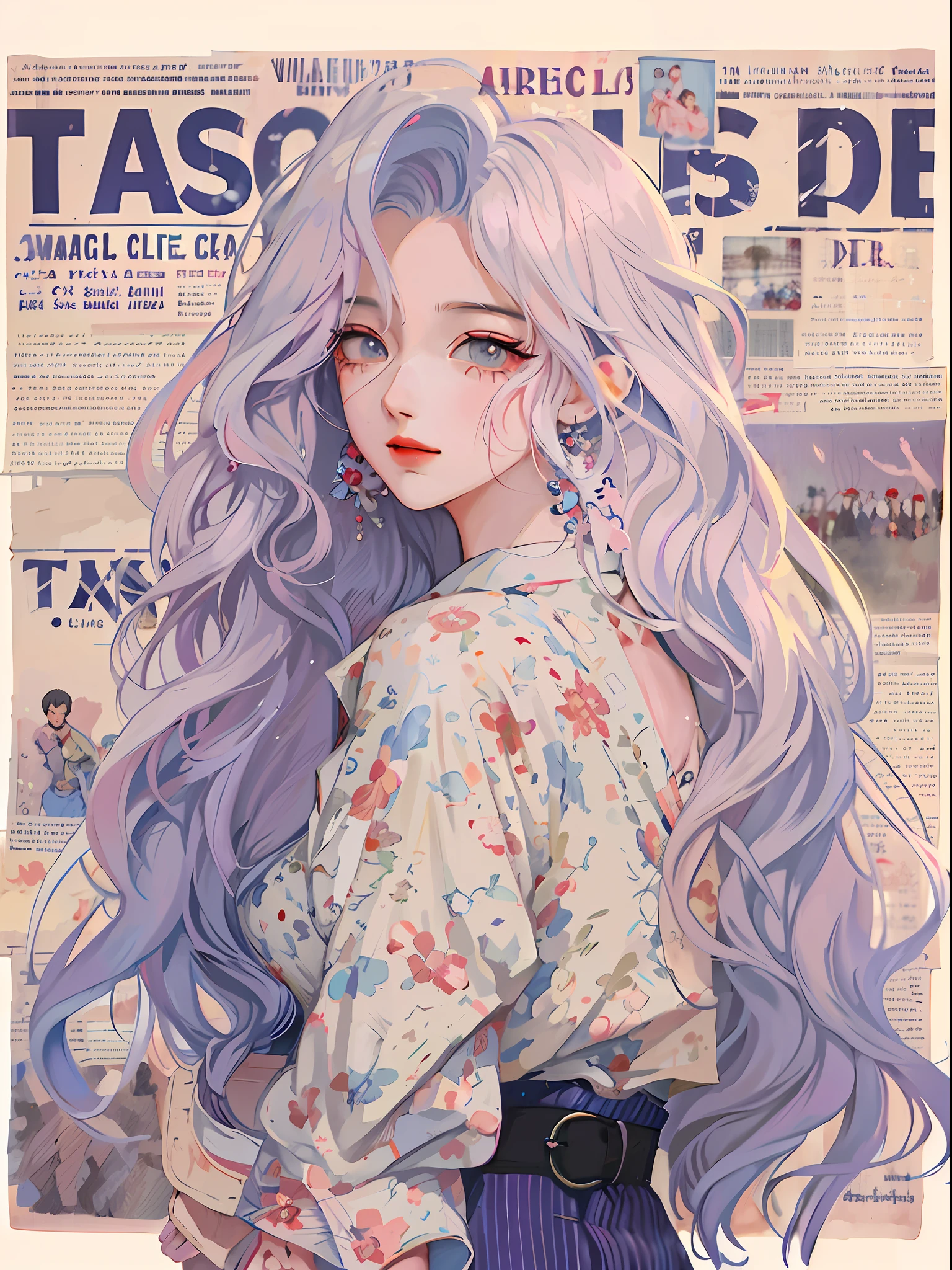 Anime - style illustration of a woman with long purple hair and a white shirt, Anime style illustration, Retro anime girl, Guviz-style artwork, trending on artstration, beautiful anime art style, anime graphic illustration, white haired Cangcang, anime illustration, style of anime4 K, Anime style. 8K, anime art style, Trending anime art
