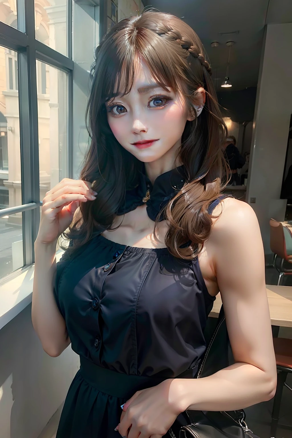 ((Best Quality, 8K, Masterpiece: 1.3)), 1girl, Slim Abs Beauty: 1.3, (Hairstyle Casual, Big Breasts: 1.2), Dress: 1.1, Super Fine Face, Delicate Eyes, Double Eyelids, Smile, Home
