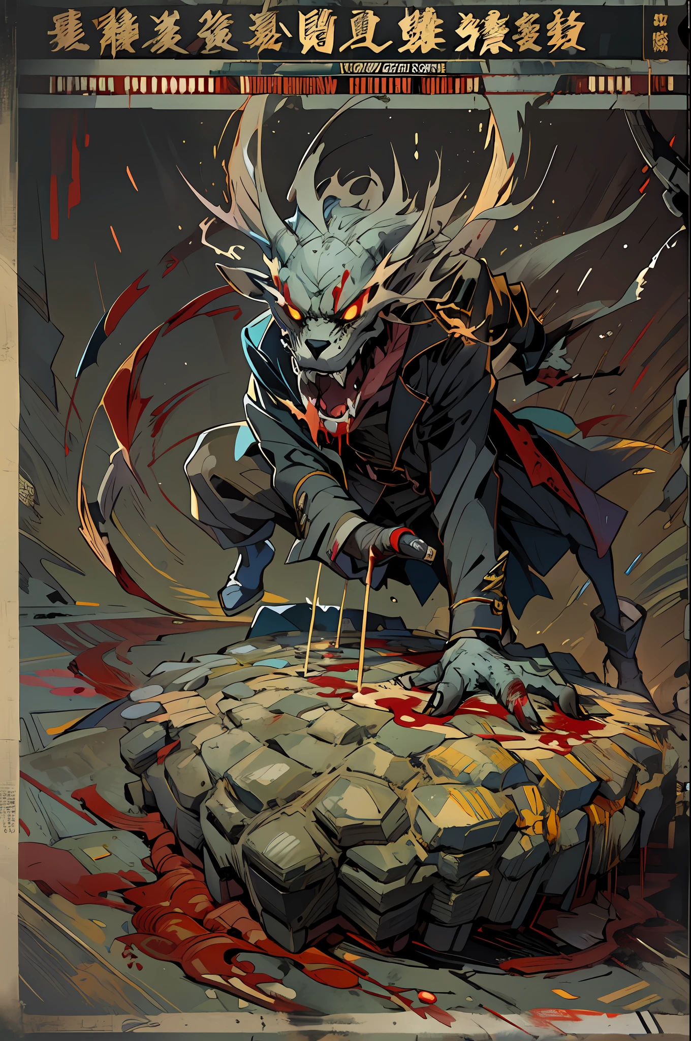 (Messenger from hell:1.4),Look up from the bottom up,hell,magma,火焰,(A strong sense of oppression1.4),(Purple flame:1.3),fresh blood on the ground,blood pond,Dripping blood,((Armed with an oversized revolver)),,(Black scales cover the whole body),((Hell creatures in cowboy hats and trench coats)),(combats,opening fire:1.4),Ugly face,full body pov,Black lightning streaked across the sky,(((A tumbling thick sea of clouds is at your feet))),(There was blood everywhere),((Blood dripped from between the paws)),(stereoscopic perspective:1.4),Dynamic lines,Works of masters,super-fine,4K分辨率,high qulity,电影灯光,High picture detail,Detailed pubic hair,Epic shooting