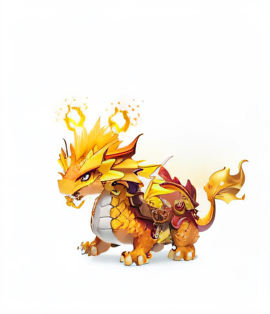 Close-up of cartoon dragon with yellow tail, jellyfish phoenix dragon, Golden dragon, Legendary Dragon, long dragon, Fire Dragon, fire lion, phoenix dragon, dragon pope, newly hatched dragon, smooth chinese dragon, epic dragon, dragon in dragon lair, shui mo hua, yellow dragon head festival, furry fluffy iridescent dragon, Crystal Dragon, son goku