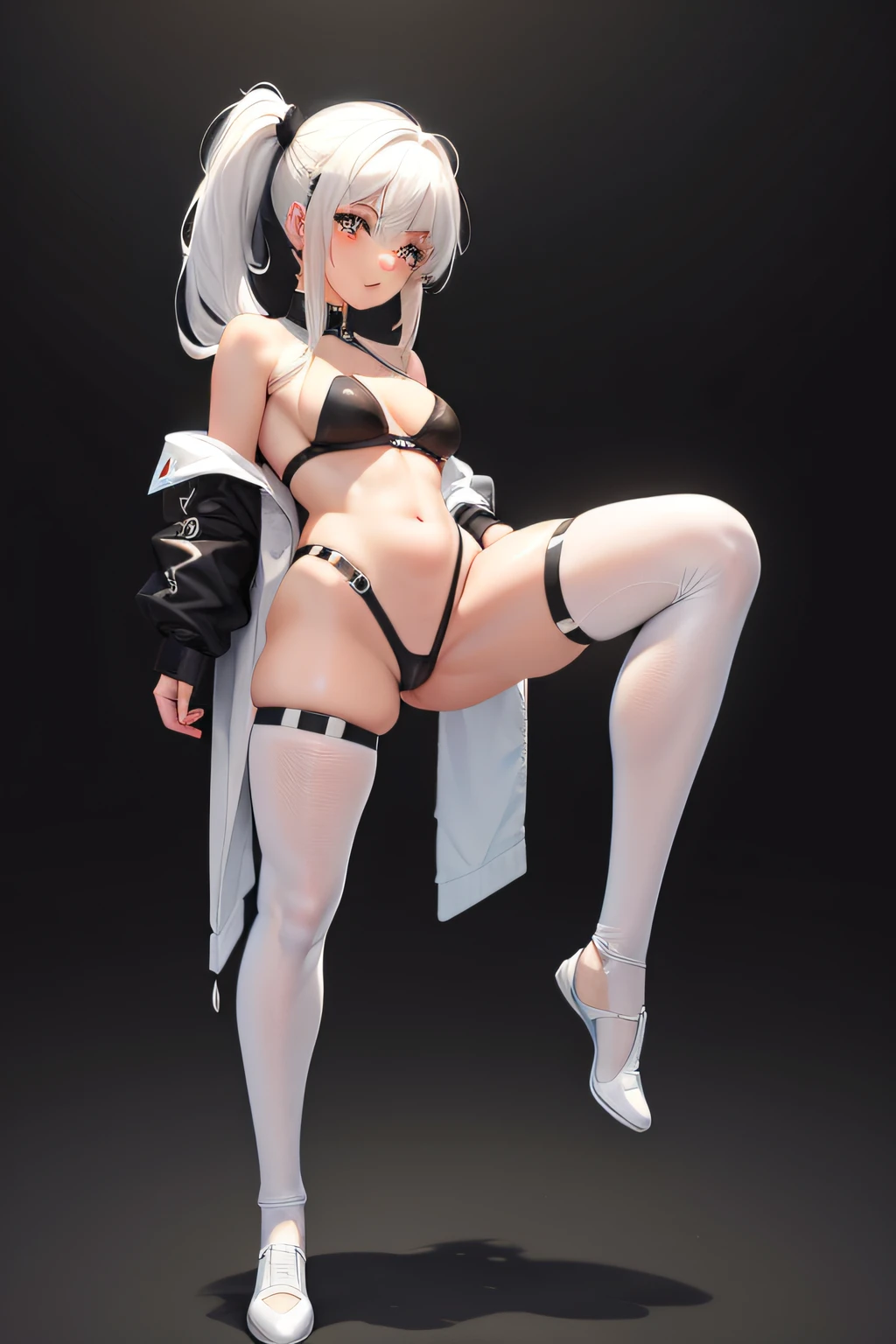 White hair, double ponytail, sexy , full body plug