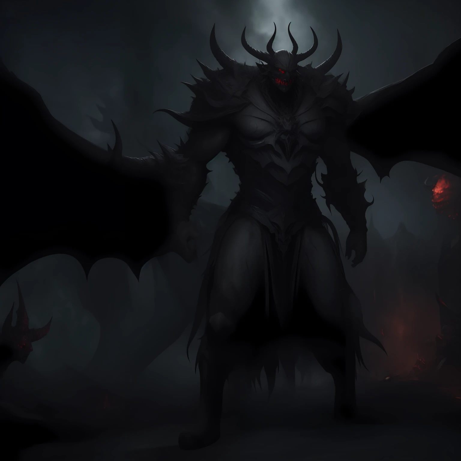 From hell demon monsters，It is covered with black scales，It looks terrifying，Very hideous
