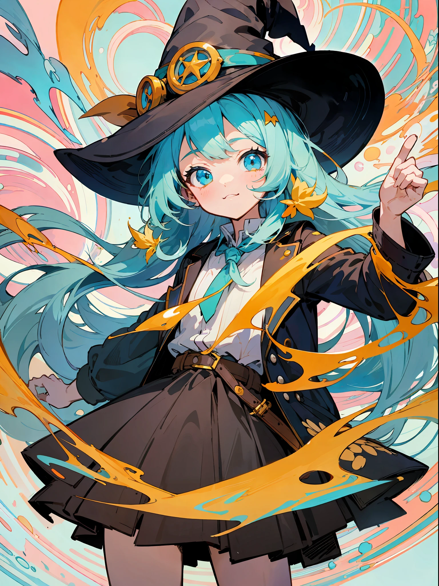 A cartoon girl in a hat and jacket, lovely art style, High-quality fanart, hagrid in cute anime style, anime moe art style, Anime style illustration, Cute anime style, anime visual of a cute girl, High Quality Anime Art Style, Flat anime style, anime illustration, the witch, An anime cover, Splash art anime Loli, Style anime