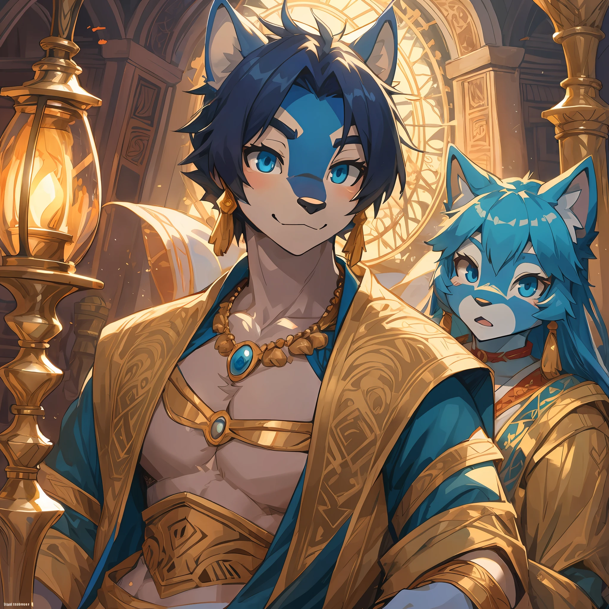 top quality, best quality, High-quality illustrations, masterpiece, super high resolution, detailed background, detailed background, Aladdin, The Arabian Nights' Entertainment, Sassanid, turkish lamp,group shot:0.1, 6+boys, 6+girls, absurdres(highly detailed beautiful face and eyes)perfect anatomy, expression, good lighting, cinematic shadow(kemono, furry anthro),