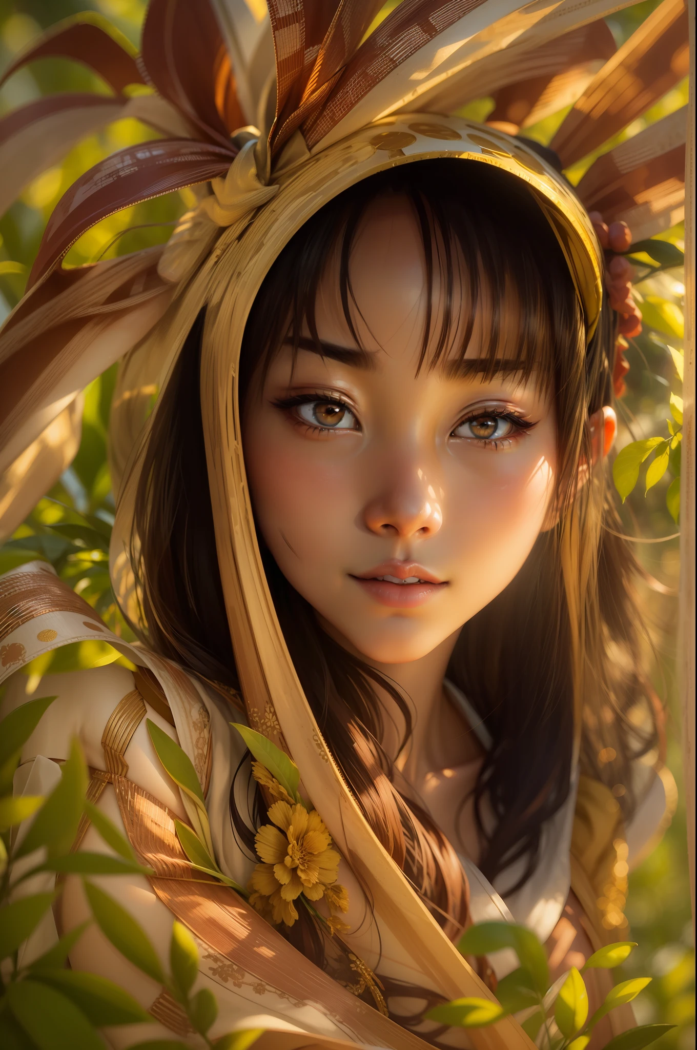 A mesmerizing imagerecipped by Yuka Watanabe, a Japanese beauty with a perfect, contoured, flawless body. Her flawless skin, toned muscles, and flawless hair adorn her perfectly shaped frame, inviting the viewer to marvel at the beauty of this unique individual. A golden Jakarta sunset bathes the scene in warm, golden light, casting soft, golden hues over the entire image. wide aperture, medium depth of field, f/8 aperture