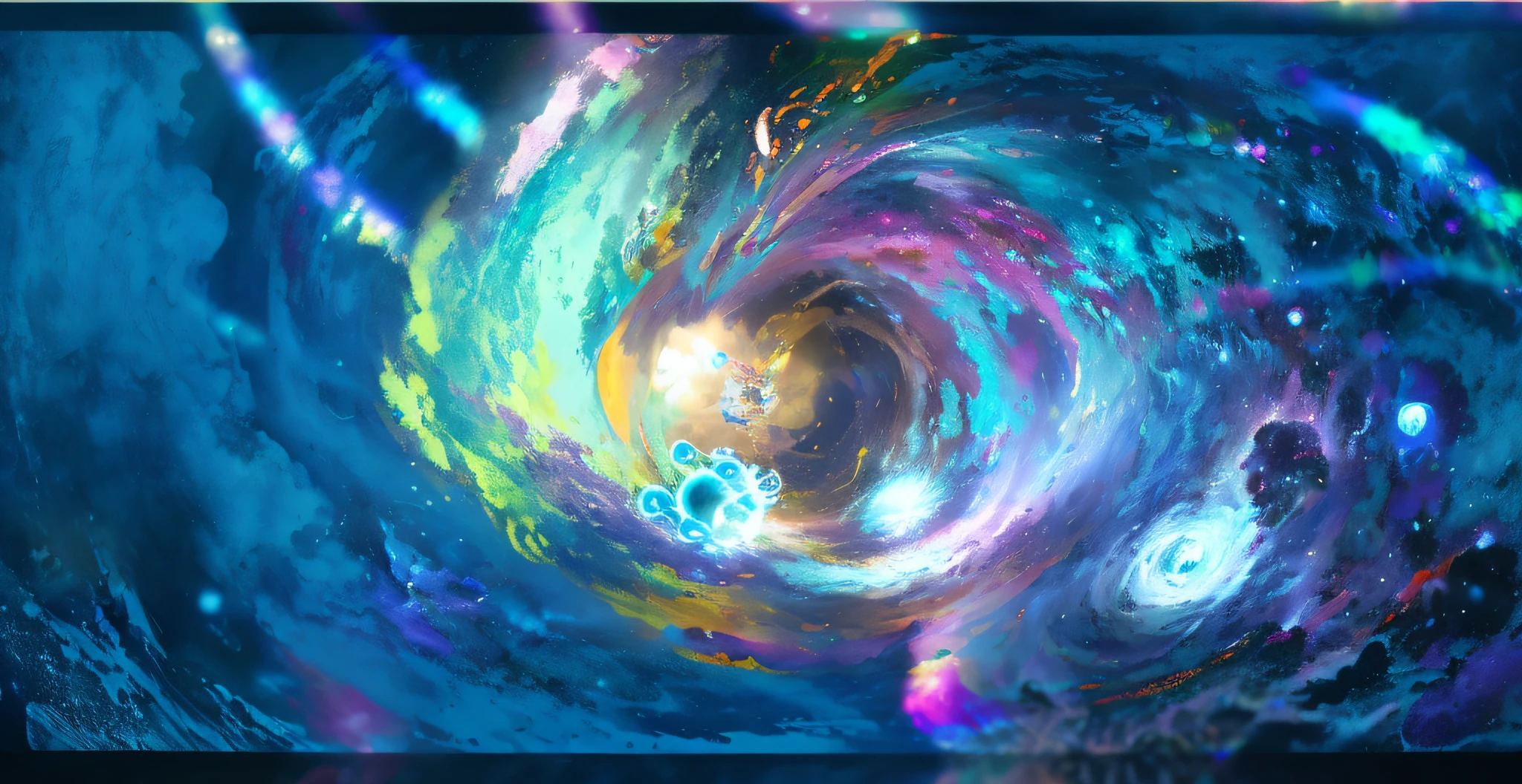 Map planet-centered spirals, swirling water cosmos, interstellar infinity portal, concept art magical highlight, space art concept, A swirling vortex of energy, swirling magical energy, whirling nebulas, nebulas swirls, The vast universe, portal in space, majestic interstellar portal, cosmic horror concept art, subterranean galaxy, black hole time portal
