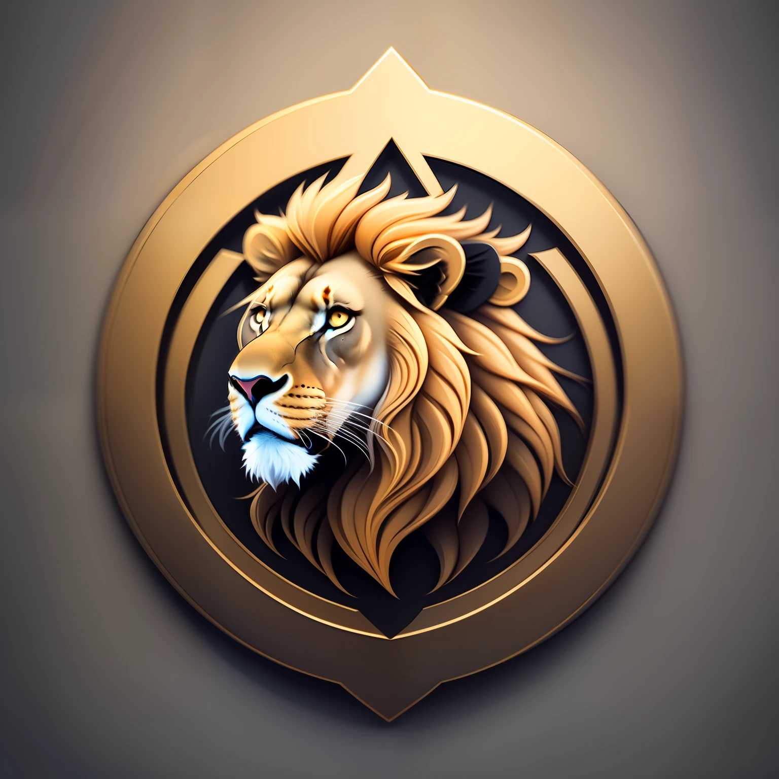 Minimalist logo of a lion, gold medal