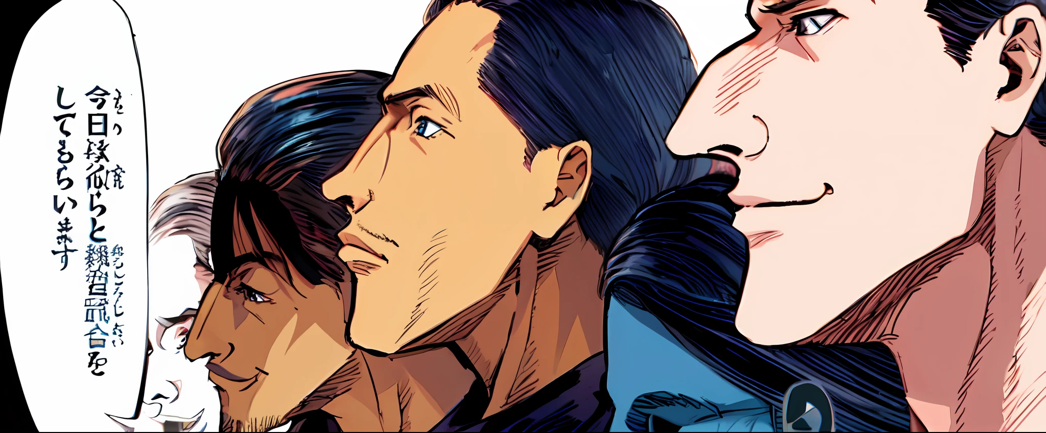 a anime of a boys manga, from side view, close up, text manga, color manga, manga color, color manga, color manga panel, simple background