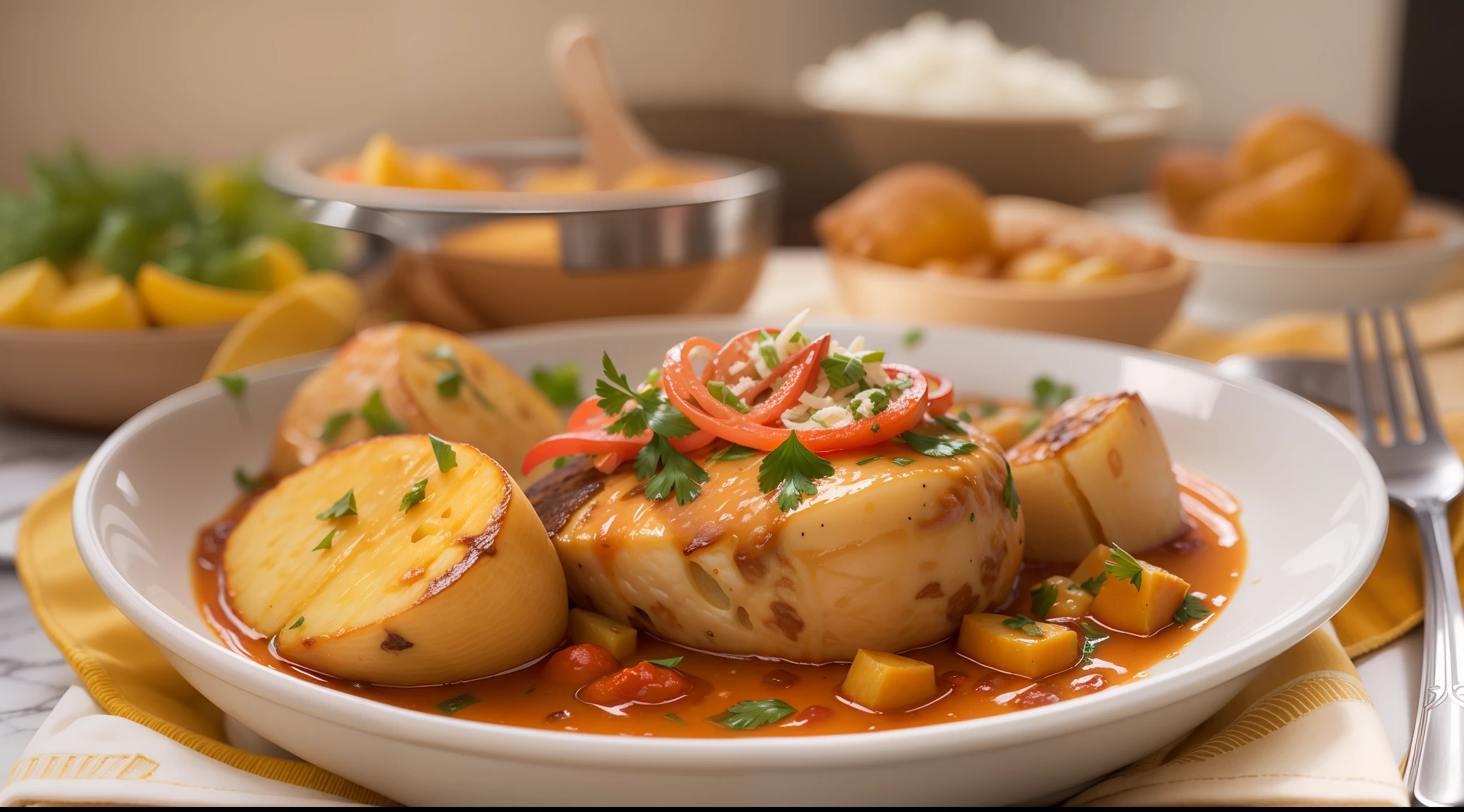 Guiso de ternera con patatas，Estilo realista，Primer plano en la comida，8K Ultra Claro，Mejor calidad