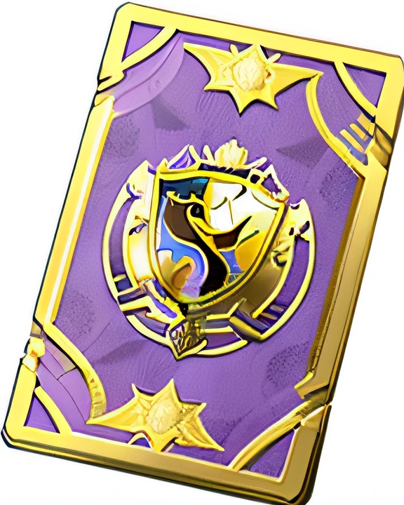 Purple and gold shield with dragon emblem, ability image, card art, front game card, full card design, ui card, whole card, leblanc, Unknown, fantasy shield, ultra rare, emblem of wisdom, mizutsune, item art, soft delicate draconic features, trading card fond, gold and purple, [ tarot cards ]!!!!!, yugioh card，pussycat，The cards，Cards，currency
