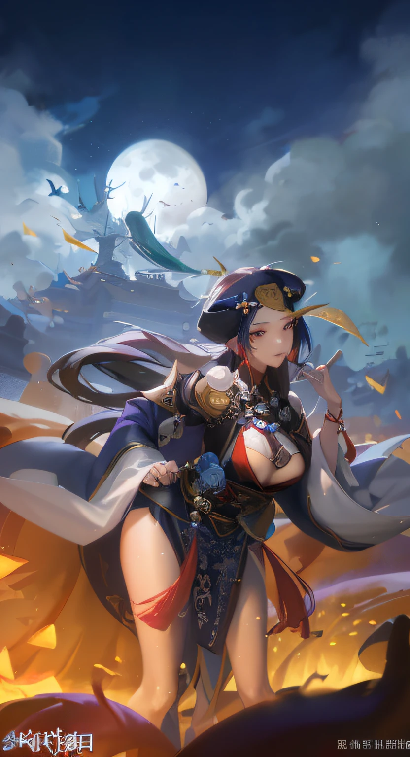 a close up of a woman in a costume with a sword, Onmyoji detailed art, by Yang J, onmyoji, beautiful female witch, G Liulian art style, author:Qu Leilei, beautiful female witch, By Li Song, Inspired by Fenghua Zhong, By Leng Mei, onmyoji portrait