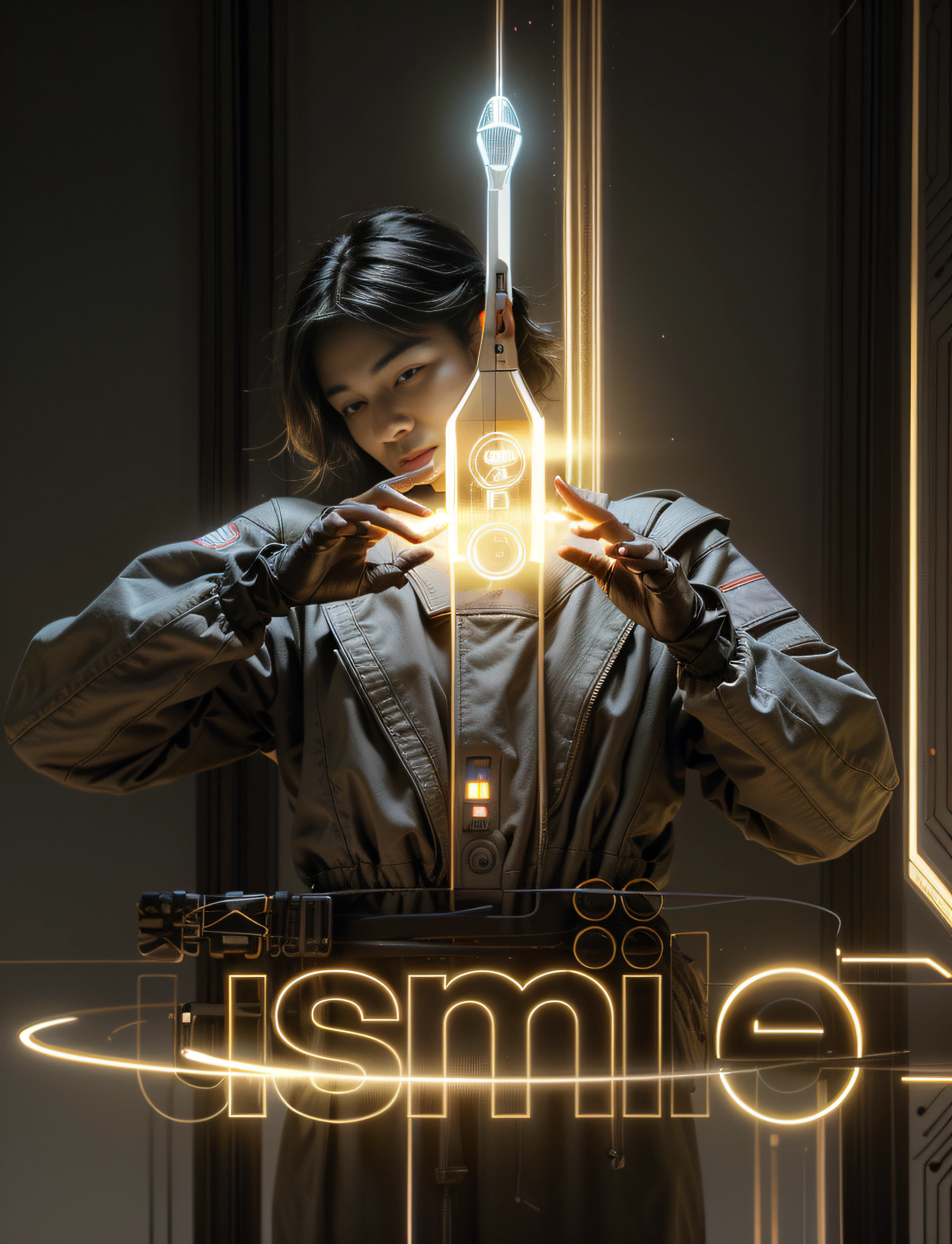 ((best qualtiy)), ((tmasterpiece)), (The is very detailed:1.3), 3D,full-body portraits,RFKTR_technotrex,Beautiful cyberpunk woman,Lovely smile,(Wearing a head-mounted display,Thick and high-tech neon signs:1.2),Wear a cape,Computer hacking,Computer terminal,The soft glow of neon,Microelectronics,computer servers,LCD screens,Fiber optic cable,Company logo,vivd colour,hdr(HighDynamicRange),Ray traching,NVIDIA RTX,Hyper-Resolution,Unreal 5,sub surface scattering,PBR textures,post-proces,Anisotropy Filtering,depth of fields,Maximum clarity and sharpness,Many-Layer Textures,Albedo e mapas Speculares,Surface coloring,Accurate simulation of light-material interactions,perfectly proportions,rendering by octane,twotonelighting,Low ISO,White balance,trichotomy,Wide aperture,8K raw data,High-Efficiency Sub-Pixel,sub-pixel convolution,Luminous Particle,Light scattering,Tyndall effect
