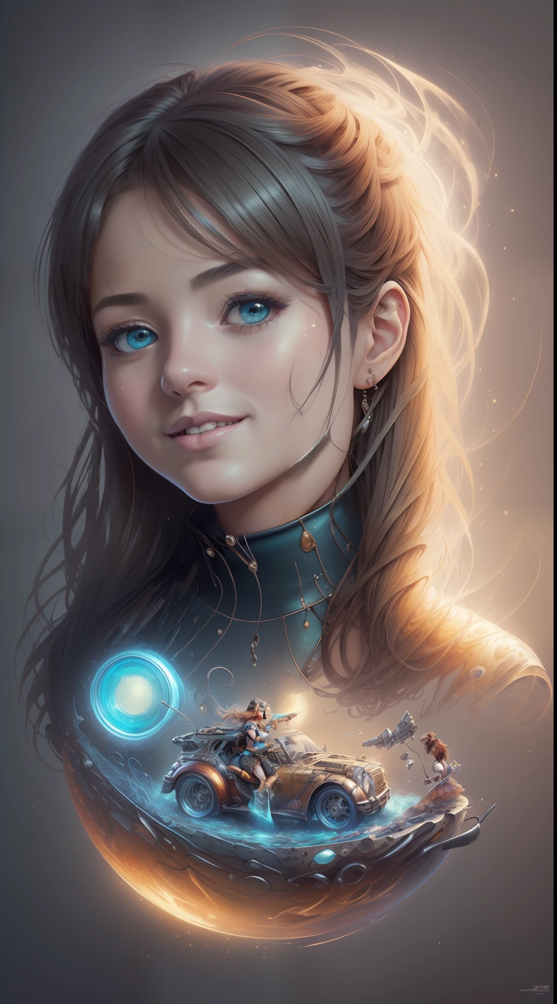 painting Woman laughing,
artgerm style, Extravagant imagination, Exaggeration, Warm light, Neon atmosphere, Abstract Fuel oil,
Detailed acrylic, grunge, intricate complexity, Rendering on an unrealistic engine, Photorealistic
artist Ralph Horsley,
Cool graffiti caricature, shorty, Haze filter, Fisheye, vanishing point, vignetting, caustics, Masterpiece, Dynamic spectral illumination, high detail, amazing quality, Rich, Contrasting light, textured face, Ultra Fine Detail, Cinematic, 64k , UHD, Realistic, Vivid colors, high detail, pen and ink, Perfect composition, Beautifully detailed, Intricate, Insanely detailed octane rendering, Popular on ArtStation, 64k art photography, photorealistic concept art, soft natural volumetric cinematic perfect light, ombre,
Digital Art,
Jean-Baptiste Monge style, Beautiful, splash
heal, cute and adorable, filigree, edge lighting, Lights, extremely, Magic, surreal, Fantasy, Digital Art, WLOP, artgerm and james jean, sharpness, gloss, Realistic, bright colours, high detail,