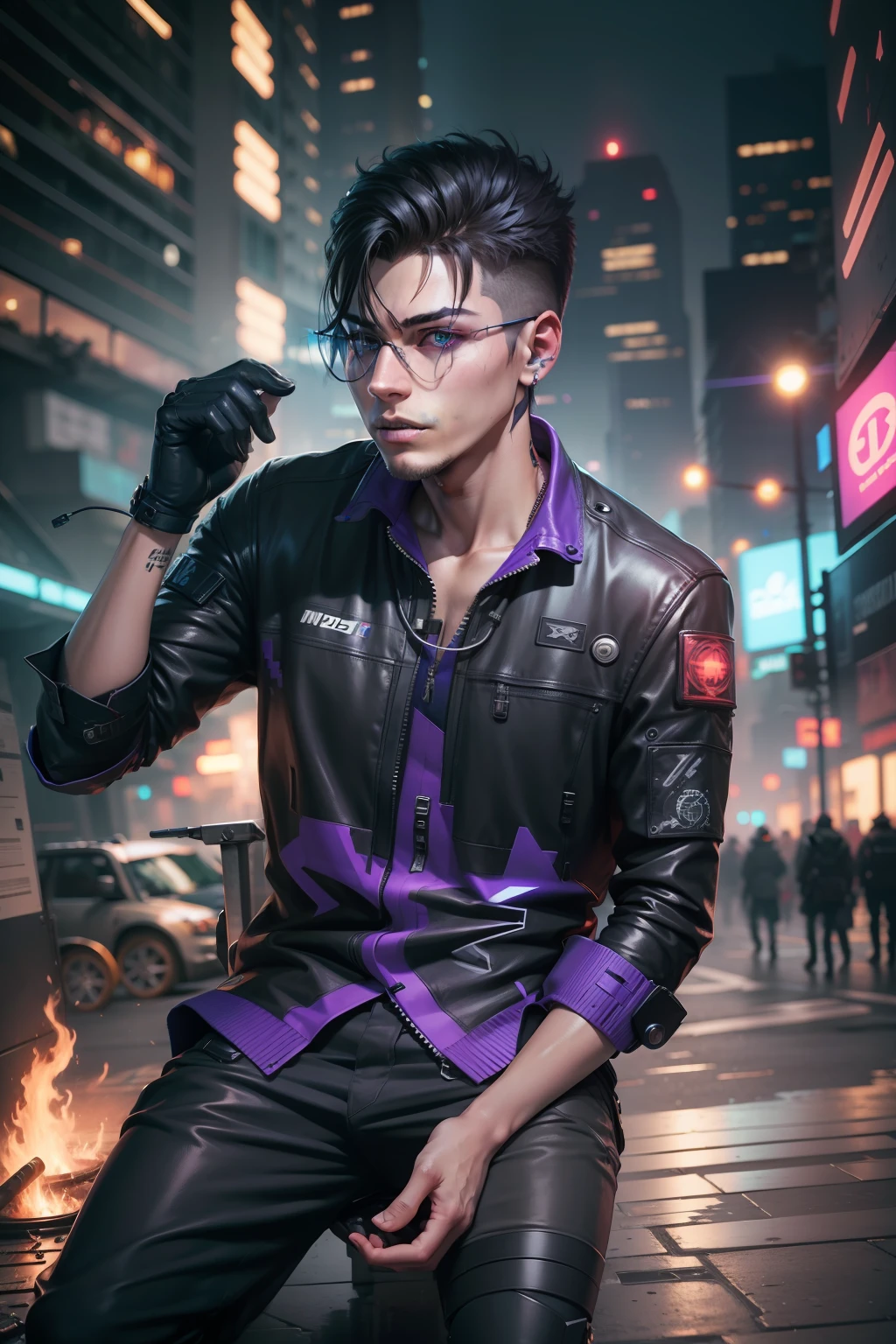 Cyberpunk, boy realistic face