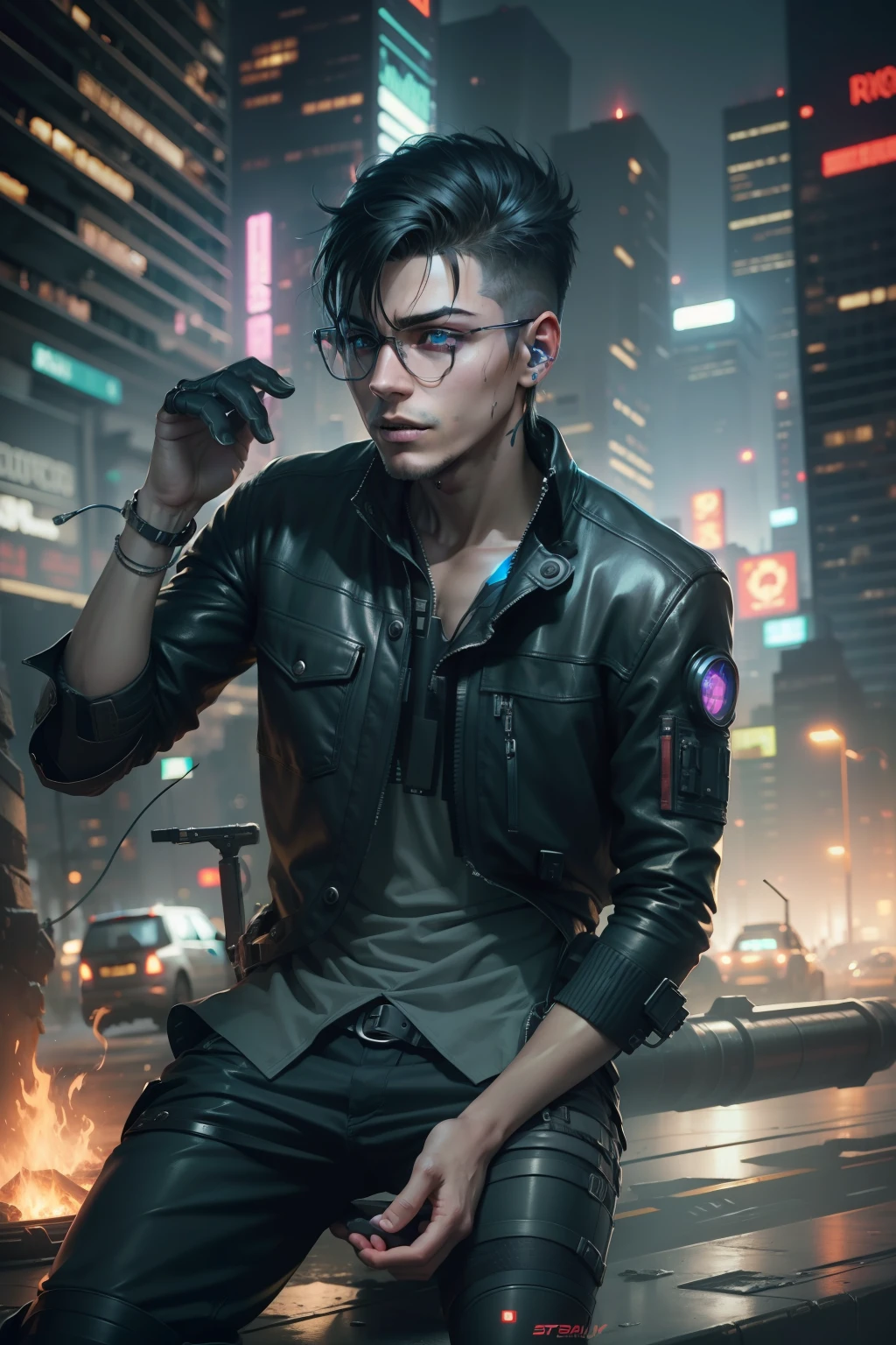 Cyberpunk, boy realistic face