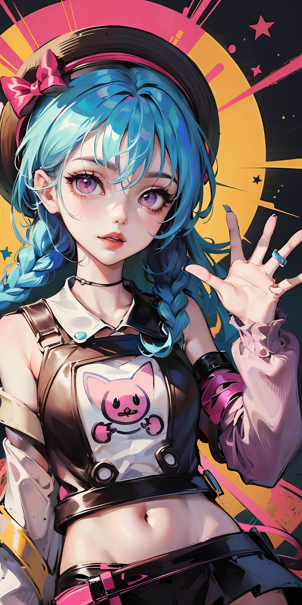 jinx,A girl in a hat and a group of cats, lovely art style, lofi-girl, Loli, Anime style illustration, decora inspired illustrations, Praise Artstyle, lois van baarle and rossdraws, Splash art anime Loli, li girl, elokitty, cute anime catgirl, :14 flcl Akira