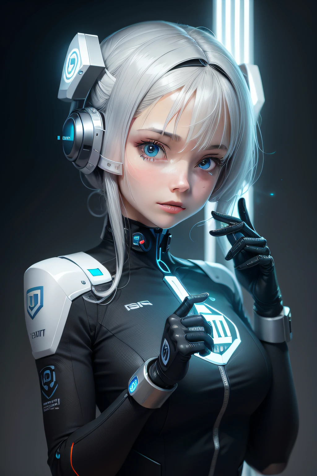 AI intelligence,Robot with doctor elements,Extend your thumb with your right hand,logo,head portrait