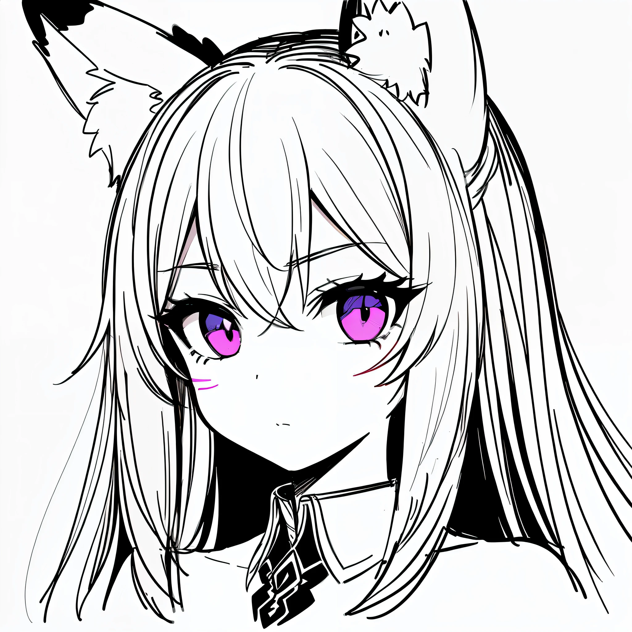 1girll, extremely+Detailed_face,_Eyes, The upper part of the body,fox ear,adolable,Close-up, Sketch, Flat color,
