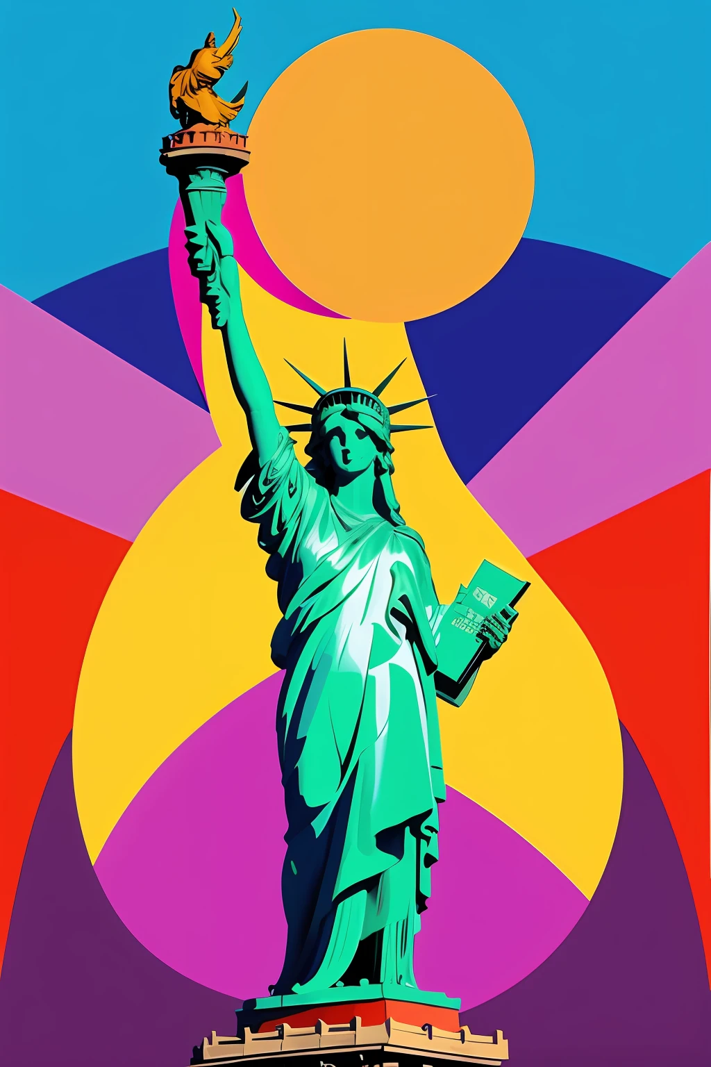 Statue of Liberty, in the style of Peter max