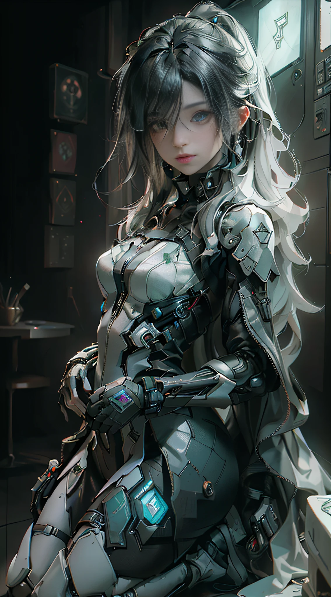 ((best qualtiy)), ((tmasterpiece)), (the detail:1.4), 3D, A beautiful cyberpunk female image, Full body photo，HDR（HighDynamicRange）,Ray traching,NVIDIA RTX,Super-Resolution,Unreal 5,Subsurface scattering、PBR Texture、post-proces、Anisotropy Filtering、depth of fields、maximum definition and sharpness、Many-Layer Textures、Albedo e mapas Speculares、Surface Coloring、Accurate simulation of light-material interactions、perfectly proportions、Octane Render、Two-colored light、largeaperture、Low ISO、White balance、the rule of thirds、8K RAW、