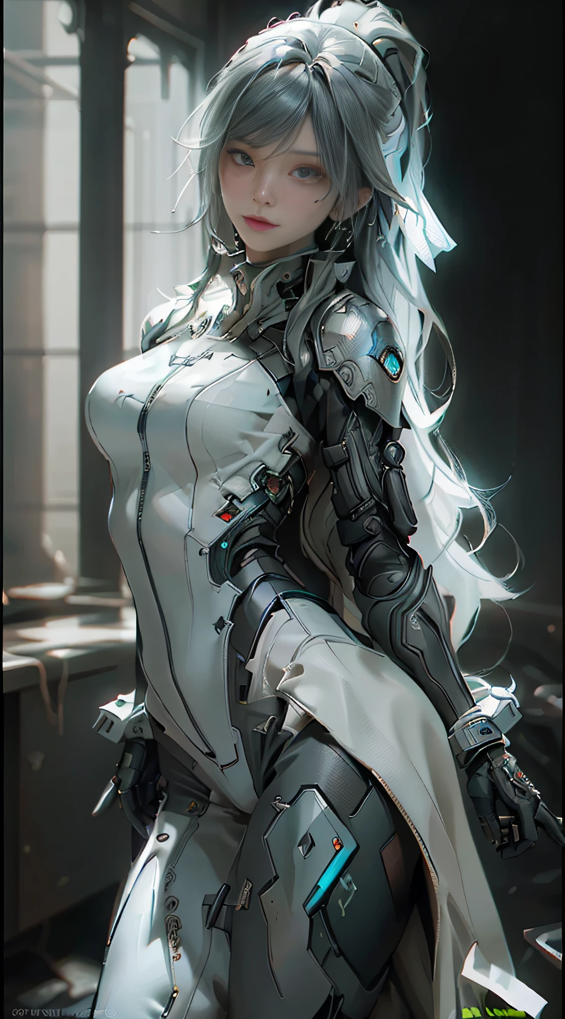 ((best qualtiy)), ((tmasterpiece)), (the detail:1.4), 3D, A beautiful cyberpunk female image, Full body photo,HDR(HighDynamicRange),Ray traching,NVIDIA RTX,Super-Resolution,Unreal 5,Subsurface scattering、PBR Texture、post-proces、Anisotropy Filtering、depth of fields、maximum definition and sharpness、Many-Layer Textures、Albedo e mapas Speculares、Surface Coloring、Accurate simulation of light-material interactions、perfectly proportions、Octane Render、Two-colored light、largeaperture、Low ISO、White balance、the rule of thirds、8K RAW、