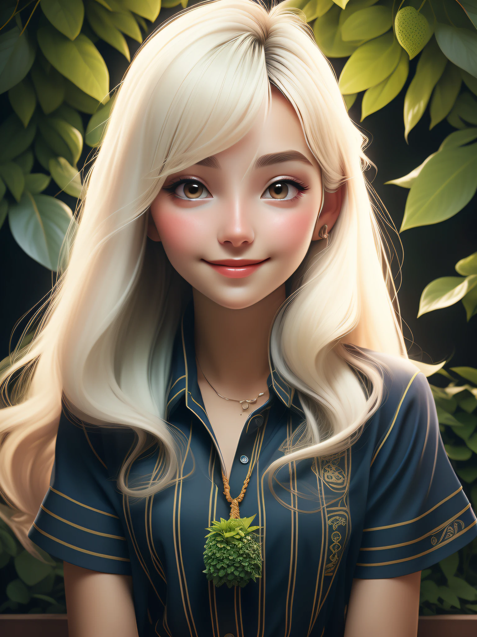 dynamic lighting, (((Hanging Gardens of Babylon))), (cute:1.3), gradient hair, (pale skin:1.1), (soft smiling:1.1), detailed face, detailed skin texture, sun ray, by ilya kuvshinov, nina masic, natural lighting, subsurface scattering, ornate, cowboy shot, atmospheric perspective, retina, textured skin, anatomically correct, best quality, award winning