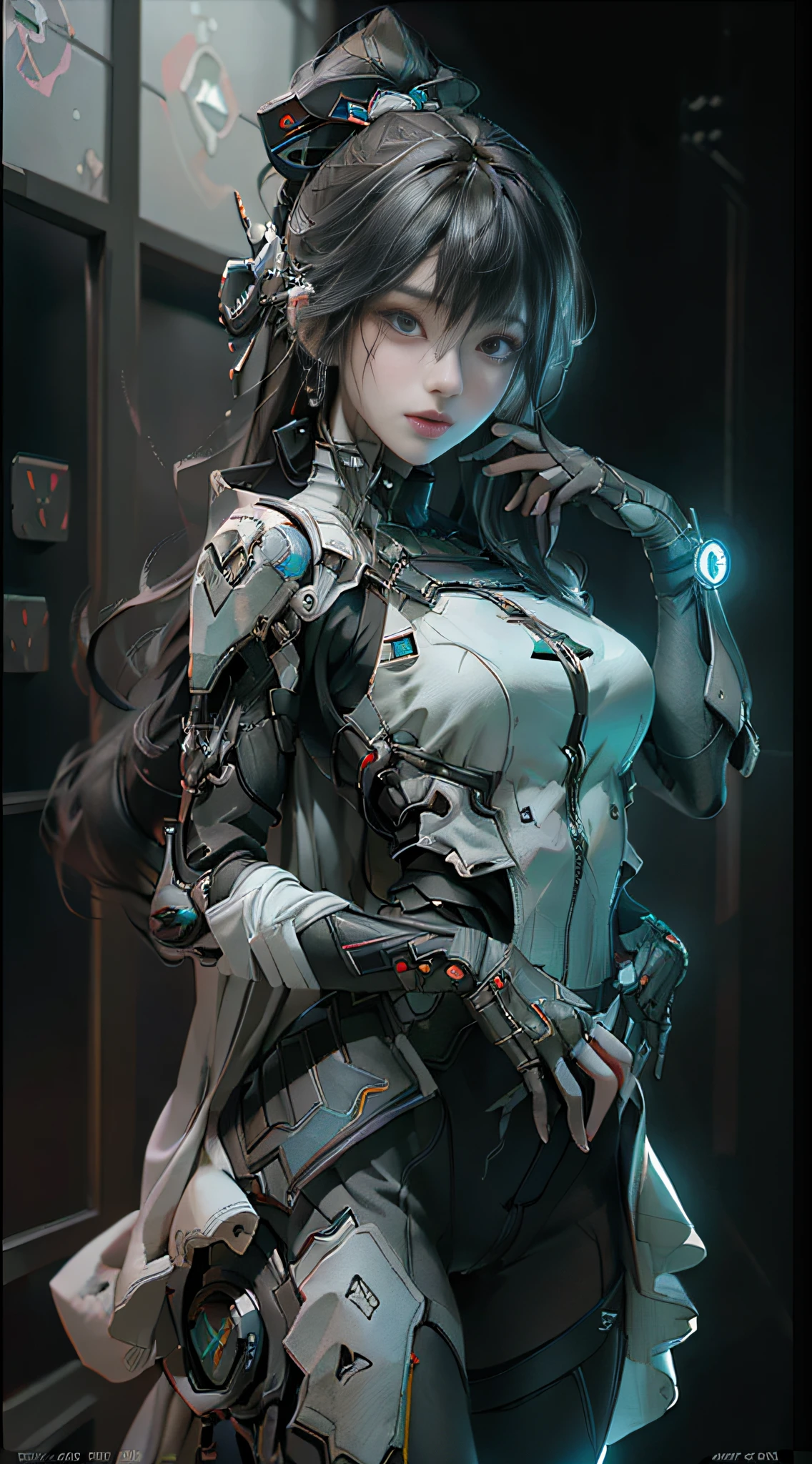 ((best qualtiy)), ((tmasterpiece)), (the detail:1.4), 3D, A beautiful cyberpunk female image,hdr(HighDynamicRange),Ray traching,NVIDIA RTX,Hyper-Resolution,Unreal 5,Subsurface scattering、PBR Texture、post-proces、Anisotropy Filtering、depth of fields、maximum definition and sharpness、Many-Layer Textures、Albedo e mapas Speculares、Surface coloring、Accurate simulation of light-material interactions、perfectly proportions、rendering by octane、Two-colored light、largeaperture、Low ISO、White balance、the rule of thirds、8K raw data、