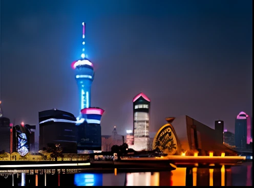 Alafid view of the city skyline，There is a tall tower in the middle, shanghai city, Beautiful city of the future, shanghai, Ancient Chinese architecture, dreamland of chinese, Chinese New Year in Shanghai, Beautiful city, gigantic skyscrapers, chinese artist, Beautiful cityscape, Chinese architecture, megacity background, Chinese style buildings, with tall glass skyscrapers