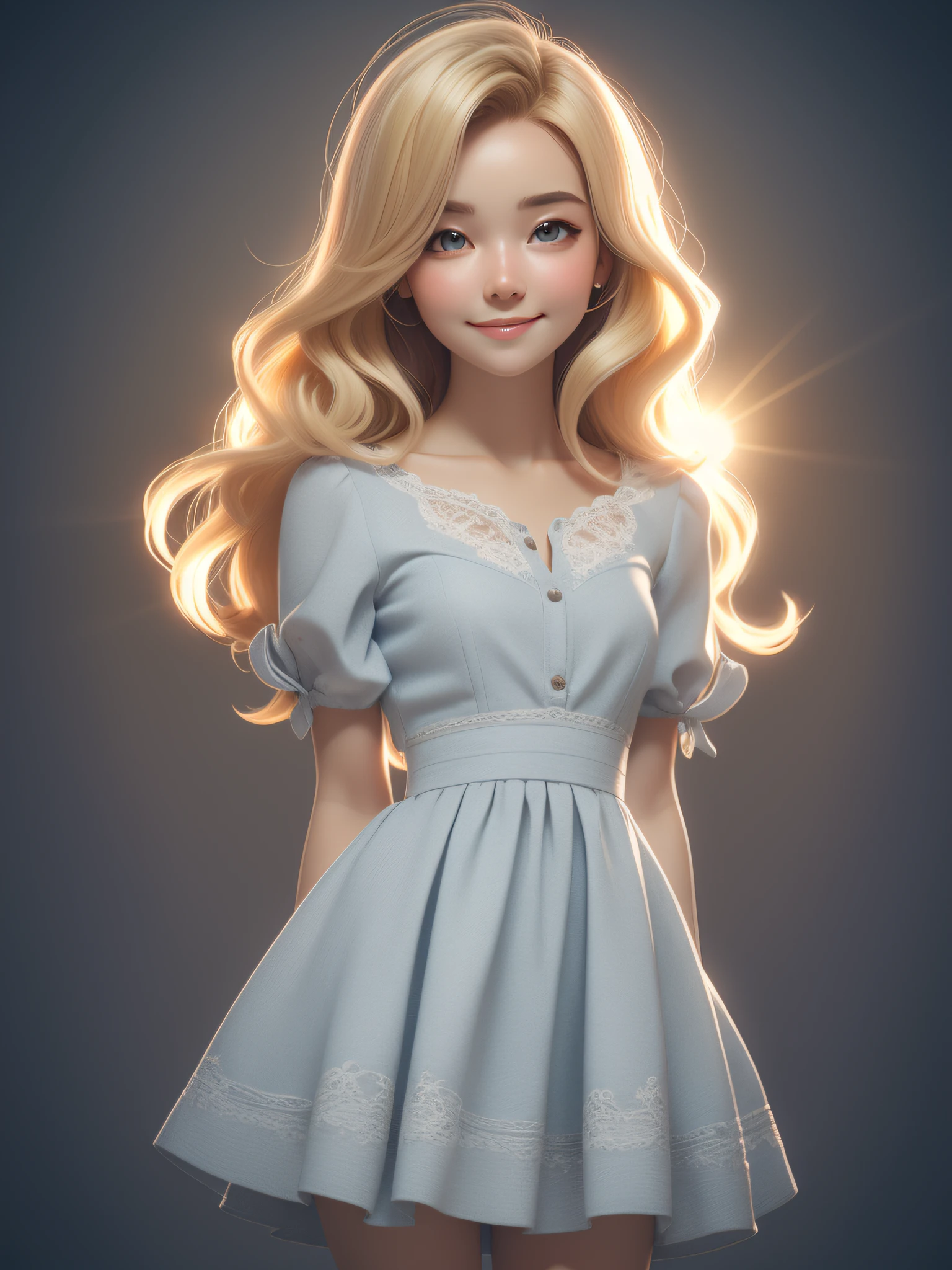 dynamic lighting, sunny field)), (cute:1.3), blonde hair, (pale skin:1.1), (soft smiling:1.1), detailed face, detailed gray eyes, detailed skin texture, mini red dress, on park, sun ray, by ilya kuvshinov, nina masic, sharp focus, natural lighting, subsurface scattering, f2, ornate, 35mm, Luminism, cinematic lighting, wide shot, retina, textured skin, anatomically correct, best quality, award winning