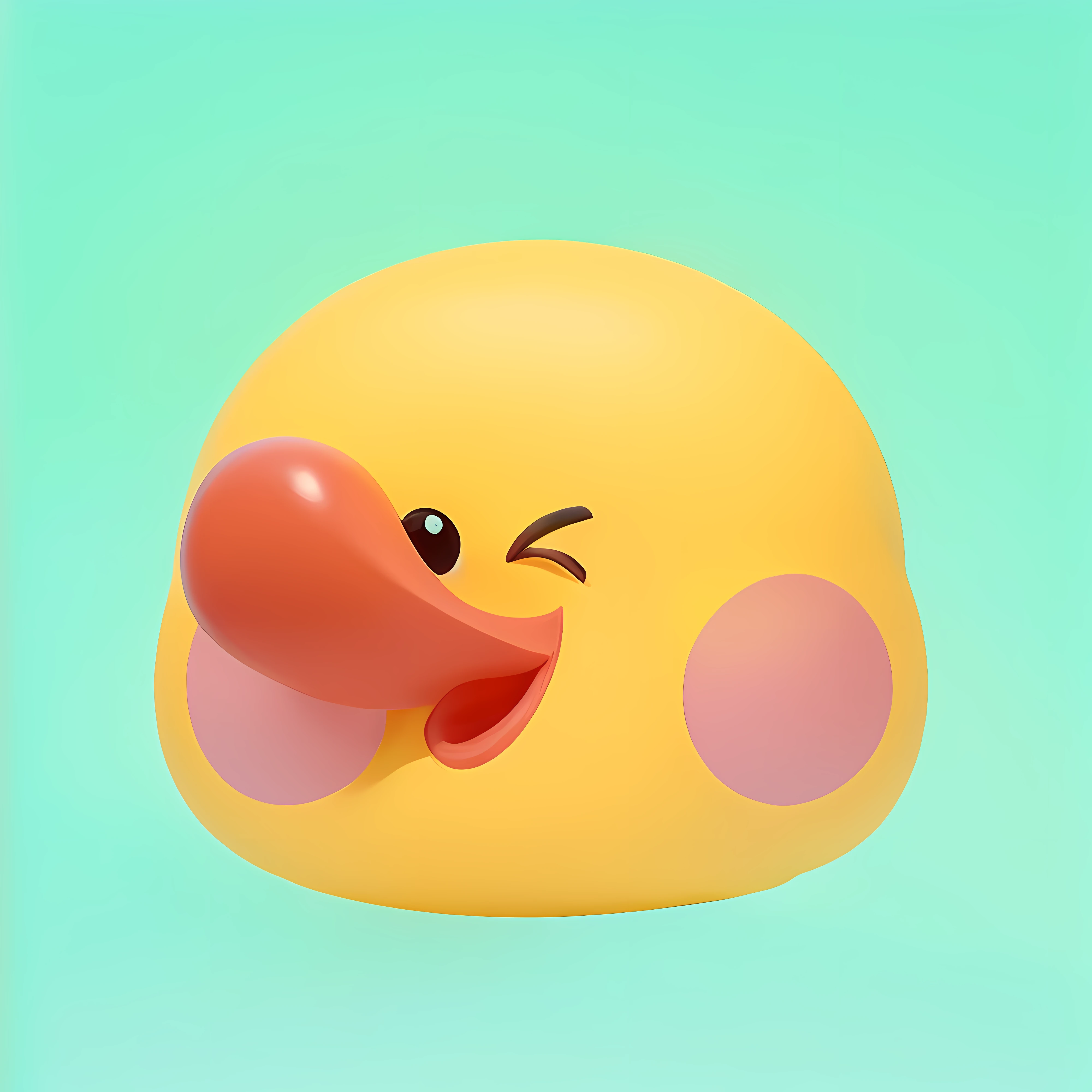 There is a yellow duck,Pink nose,Pink nose, Cute! C4D, cute 3 d render, 3D model of a Japanese mascot, digital art emoji collection, enjoyable, robot duck concept portrait, clear cute face, fantasy duck concept portrait, rubber duck, duckface, 3 d icon for mobile game, yanjun cheng
