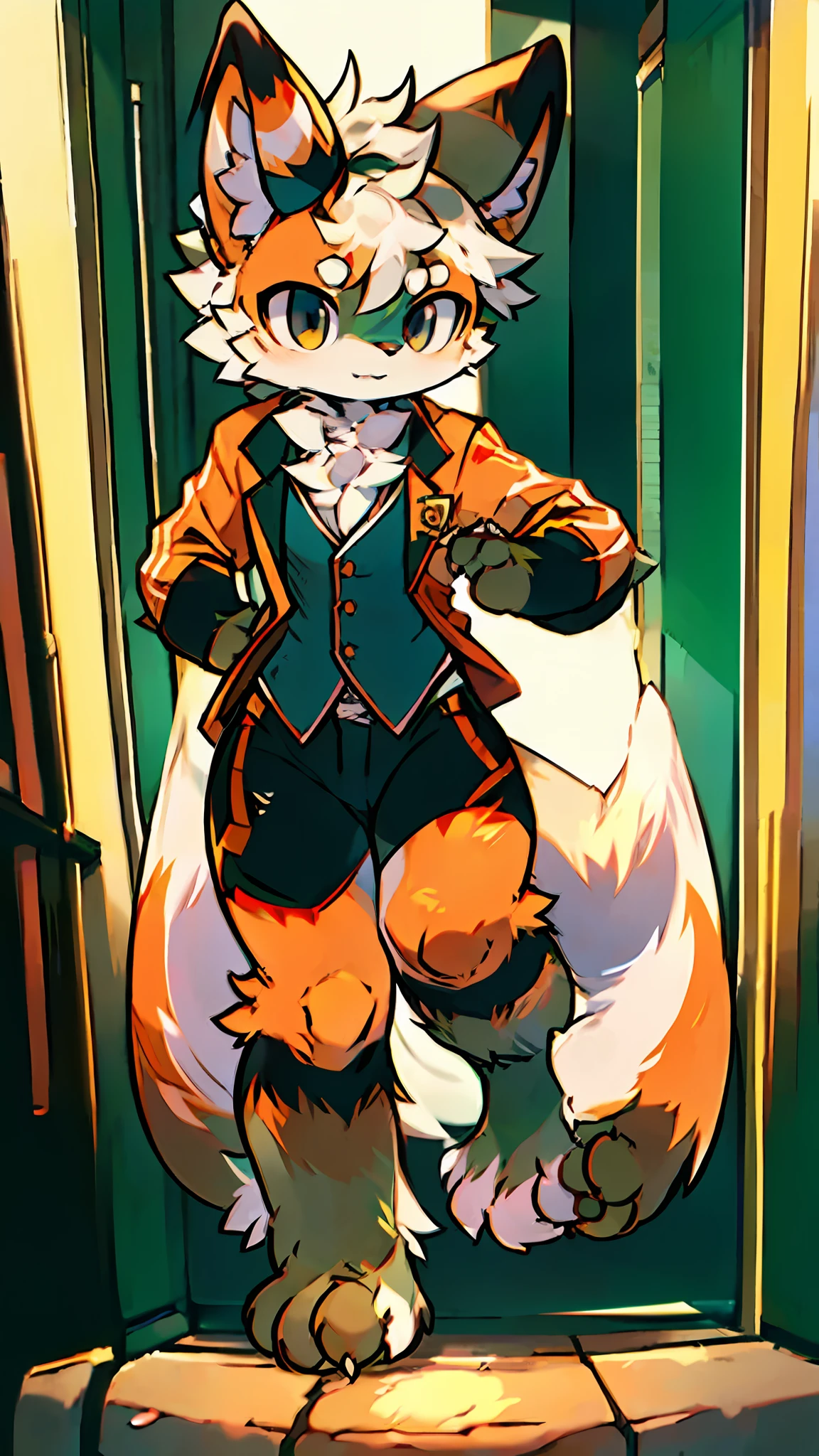 Arakfi standing in a building in costume, Furry character, fur set, the furry fursuit is running, professional cosplay, full body with costume, fur set!!!!, furry convention, furry paws furry, Furry anime, cosplay, furry fursona, fursona!!!!, fursona wearing stylish clothes, rpgmaker, xqcow, furry artist, Anime cosplay, furry shot