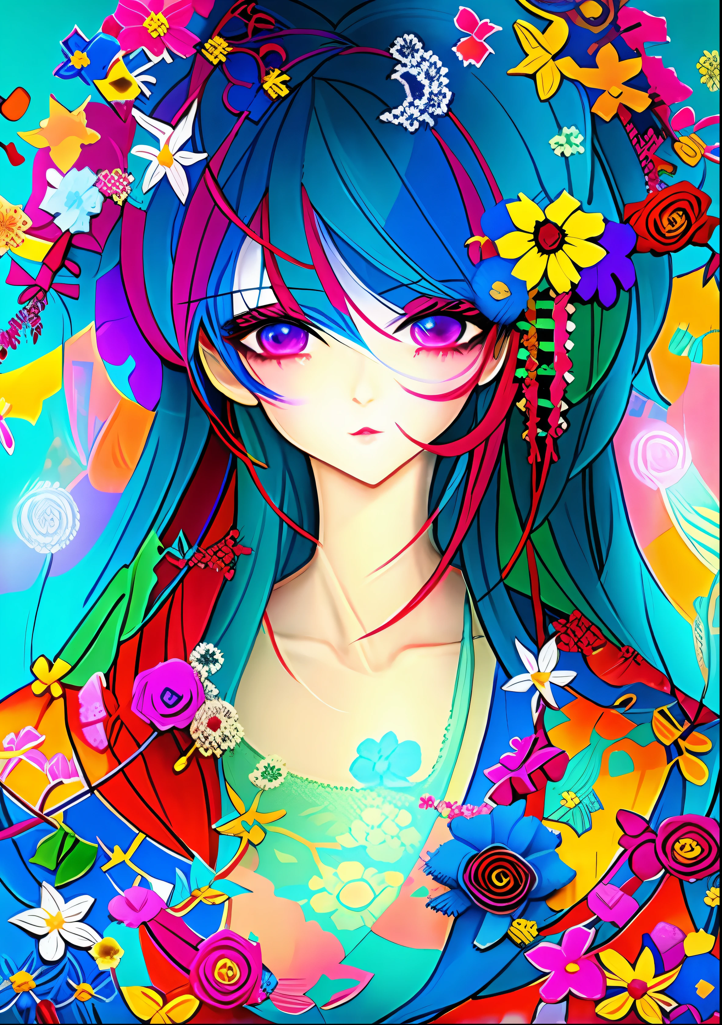 Masterpiece、Beautiful flowers、Beautiful eyes、Colorful、colourfull、coloring