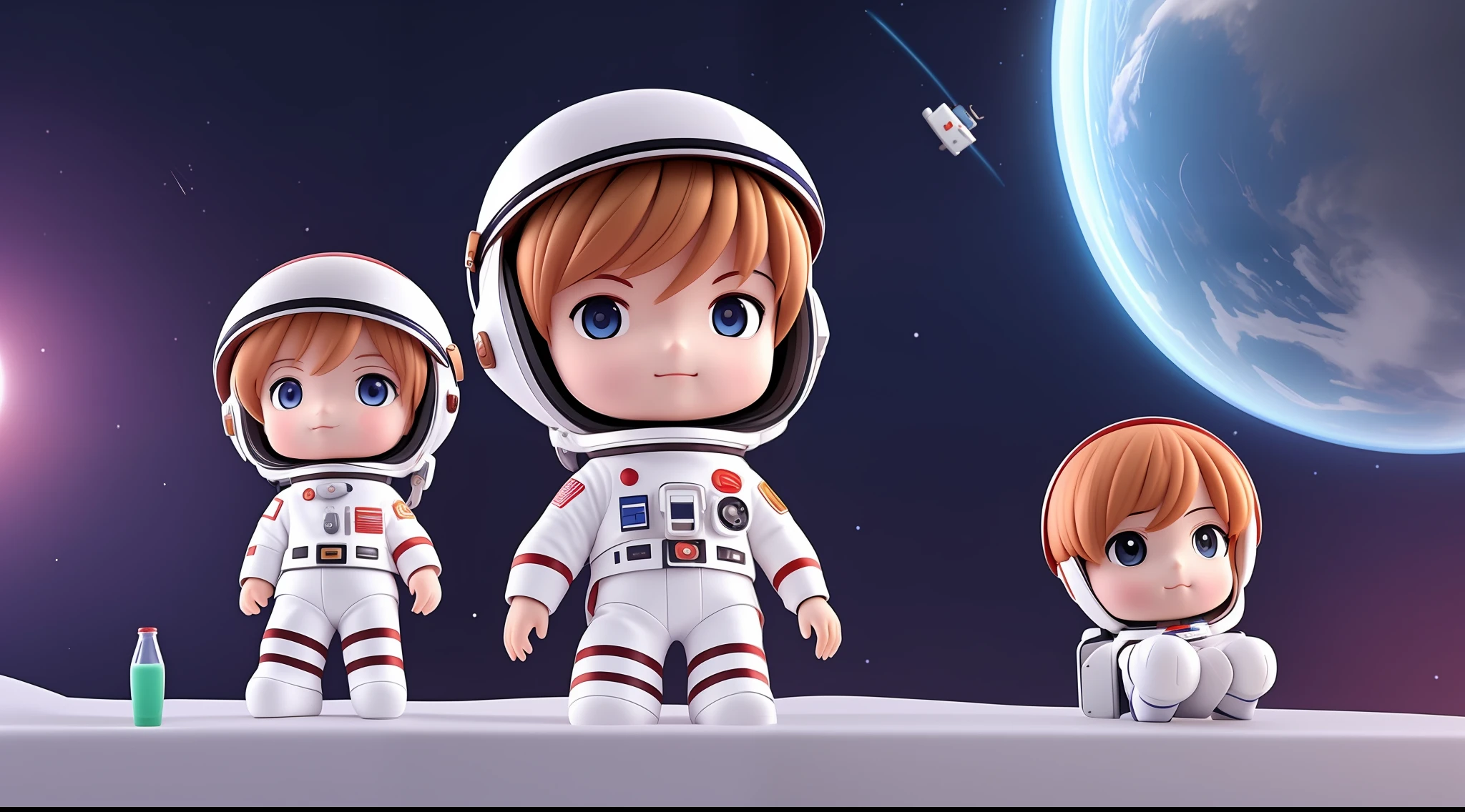 A little astronaut with a helmet drinks Coke in space,Portrait anime space cadet boy,Cute 3d anime boy rendering,cute detailed digital art,Male explorer mini cute boy,3D Rendering Character Art 8K,Anime style 3D,Super detailed rendering