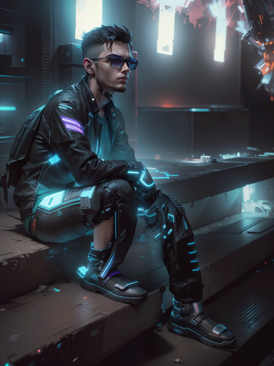 change background cyberpunk look hansome boy,realstic face,8k,ultra realistic