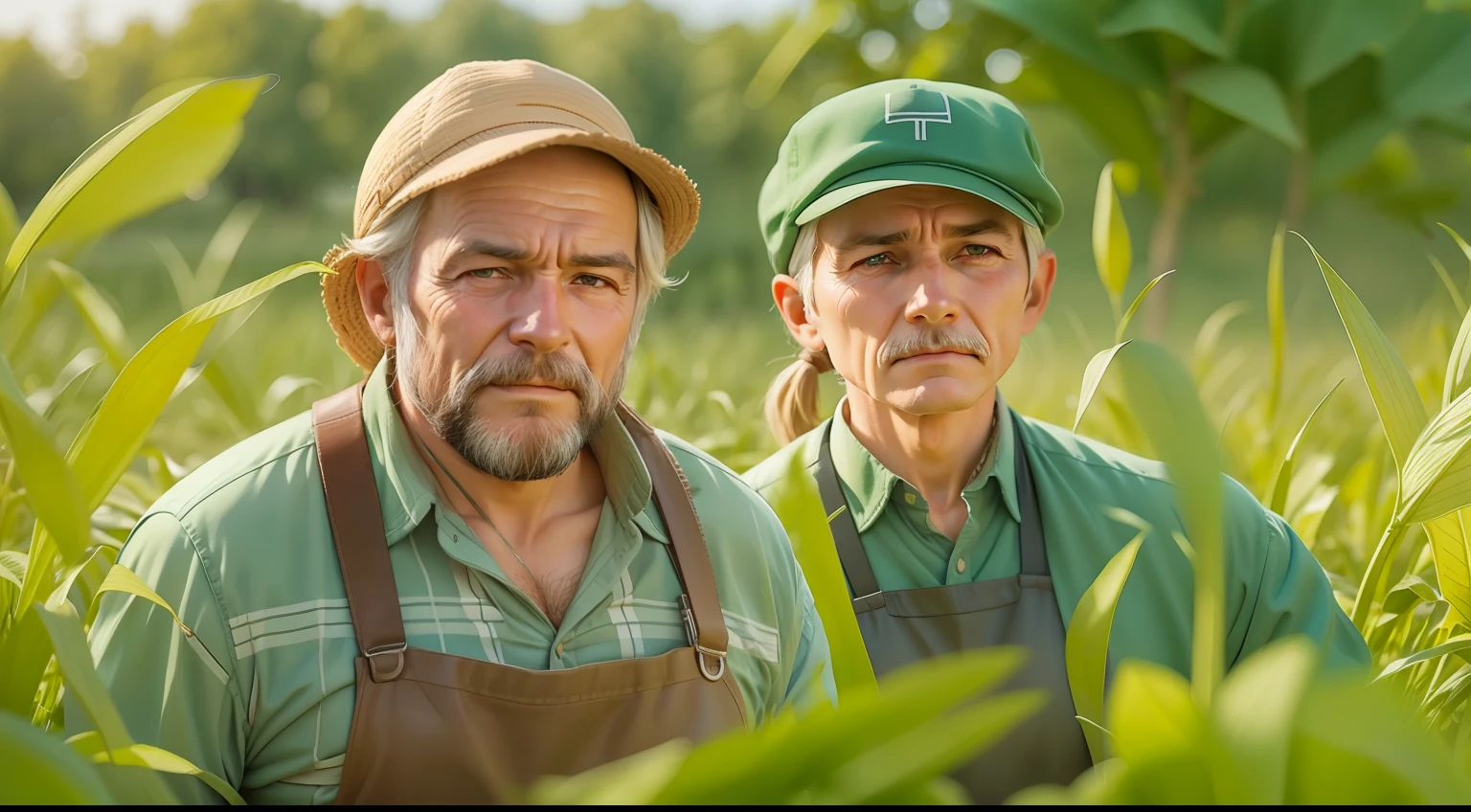 A pair of farmers worked hard