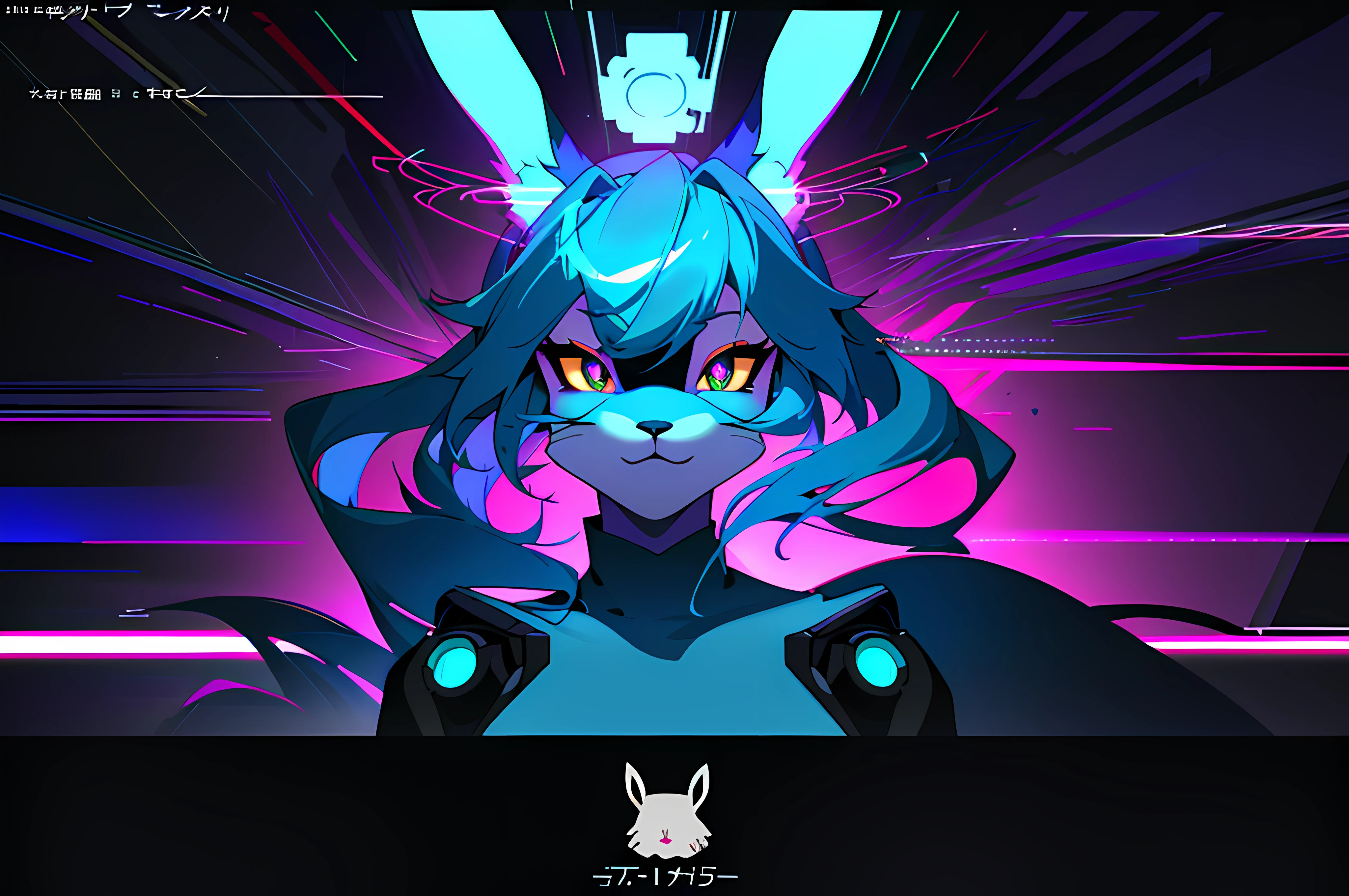 (vintage vhs), (crt screenshot), (Zen, Amy Sol style), (((blue anthro kemono furry rabbit))), underground cavern shining flashlight in old ruins, scene from a show about a blue anthro furry kemono rabbit who investigates deep space crime, (vast decrepit scenery:1.2) blame! style, nightmarish illustration, glowing eyes everywhere, intense eye contact, hybrid human / anthro, electrixbunny, rabbit anthro portrait, ((portrait)), bunnypunk, weirdcore voidpunk fursona, wearing bunny ears, cover art with light abstraction, abstract, simple vector art, contemporary Cybernetic art, color gradients, soft color palettes, layered forms, whimsical animation, style Ethereal abstract, 4K, --v6