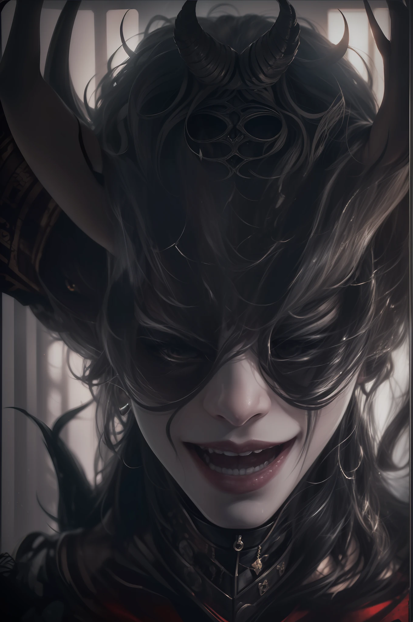 《Devil's daughter》(A woman covered in black scales:1.3)(Hell background),tmasterpiece,Demons from hell,look of anguish,Exposed ferocity,(The trend is upward)独奏,Contrast ratio1.5,Positive personas,Evil is everywhere,(scanlines, anaglyph, halftone, reflective light, Cinematic lighting, Perspective, 16k, High details, Anatomically correct, ccurate, Masterpiece, retinas)