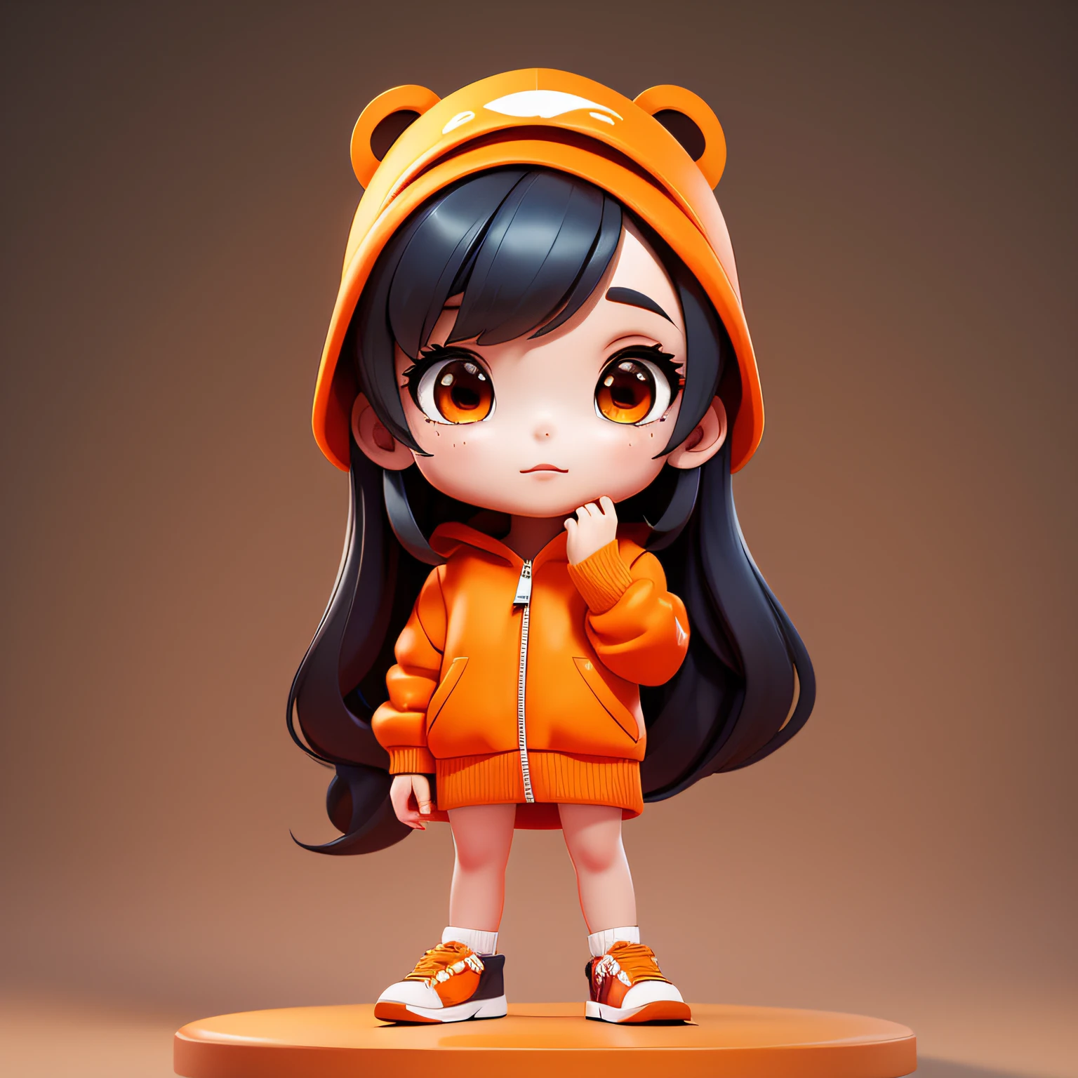 (masterpiece,best quality:1.5), 3D character, 1 girl, chibi, Umaru chan, orange clothes, (full body:1.2), transparent background,