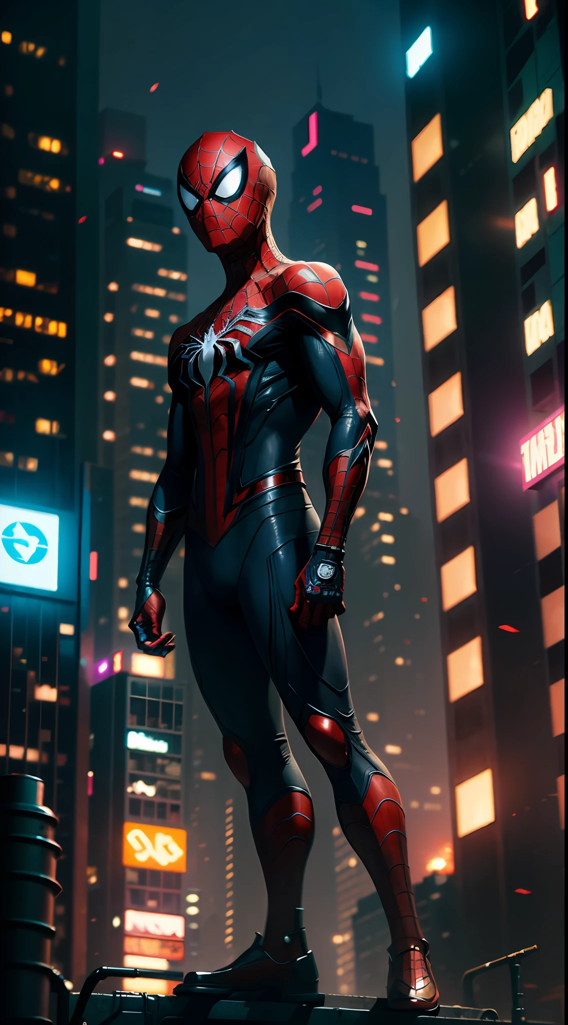 Spider-Man, cyberpunk, 8K.