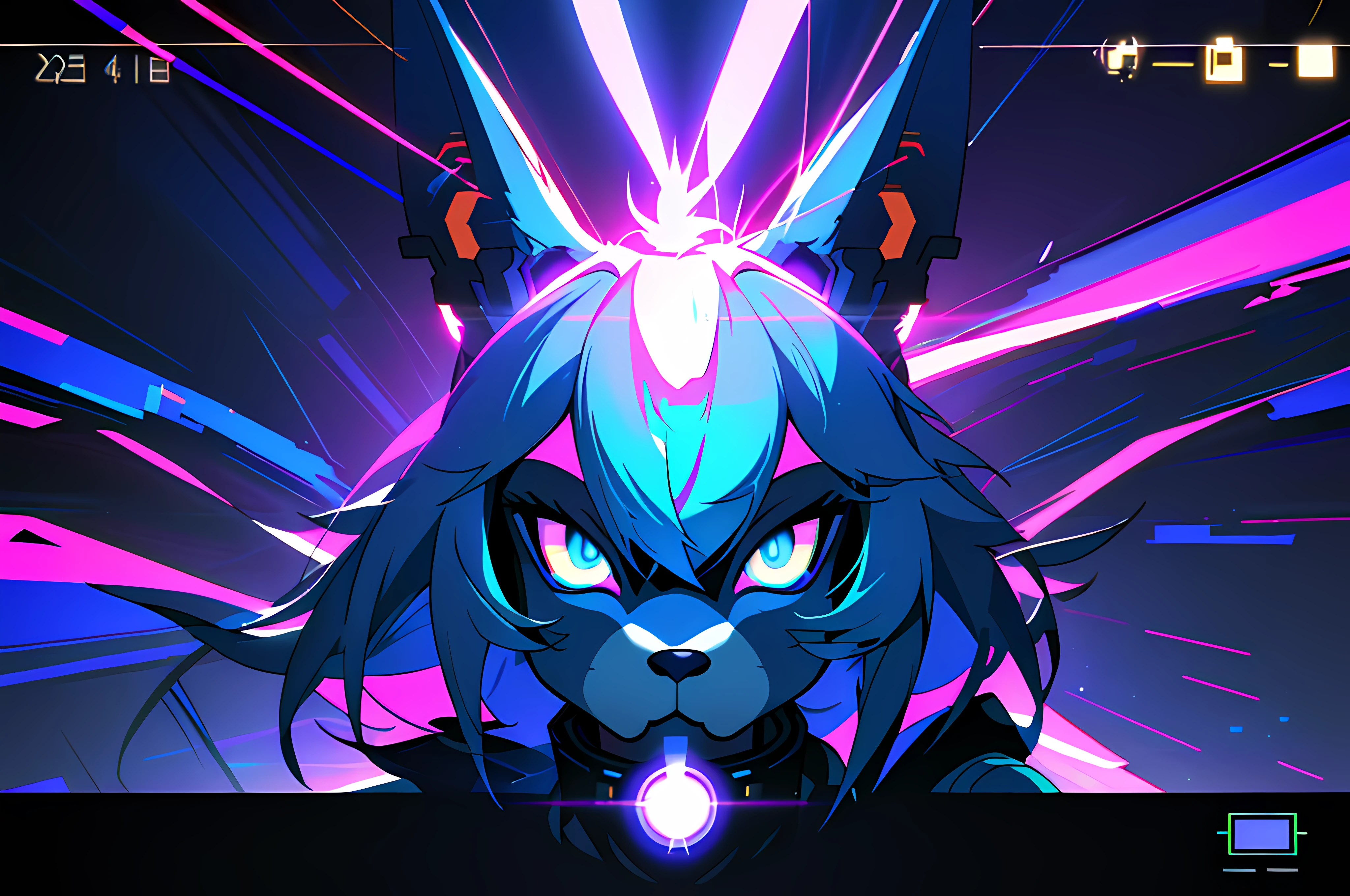 (vintage vhs), (crt screenshot), (Zen, Amy Sol style), (((blue anthro kemono furry rabbit))), underground cavern shining flashlight in old ruins, scene from a show about a blue anthro furry kemono rabbit who investigates deep space crime, (vast decrepit scenery:1.2) blame! style, nightmarish illustration, glowing eyes everywhere, intense eye contact, hybrid human / anthro, electrixbunny, rabbit anthro portrait, ((portrait)), bunnypunk, weirdcore voidpunk fursona, wearing bunny ears, cover art with light abstraction, abstract, simple vector art, contemporary Cybernetic art, color gradients, soft color palettes, layered forms, whimsical animation, style Ethereal abstract, 4K, --v6