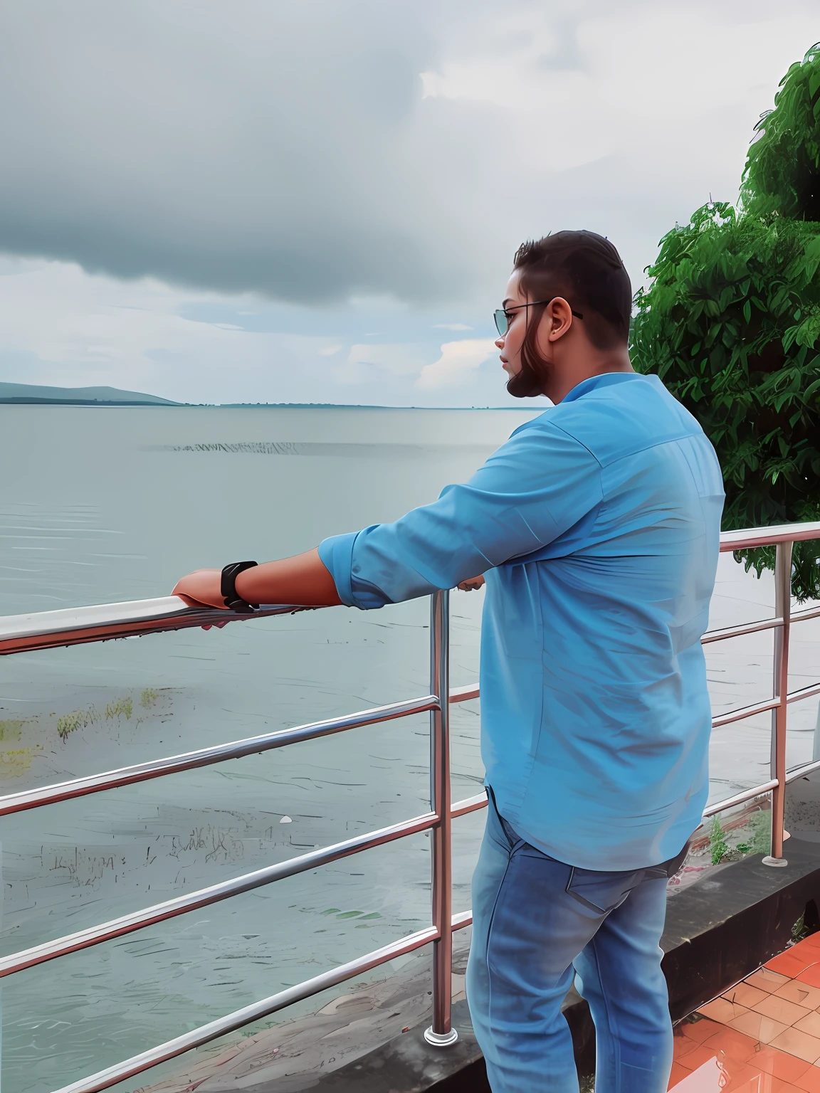 Change beautiful background natural with maintain my original ultra real face and body