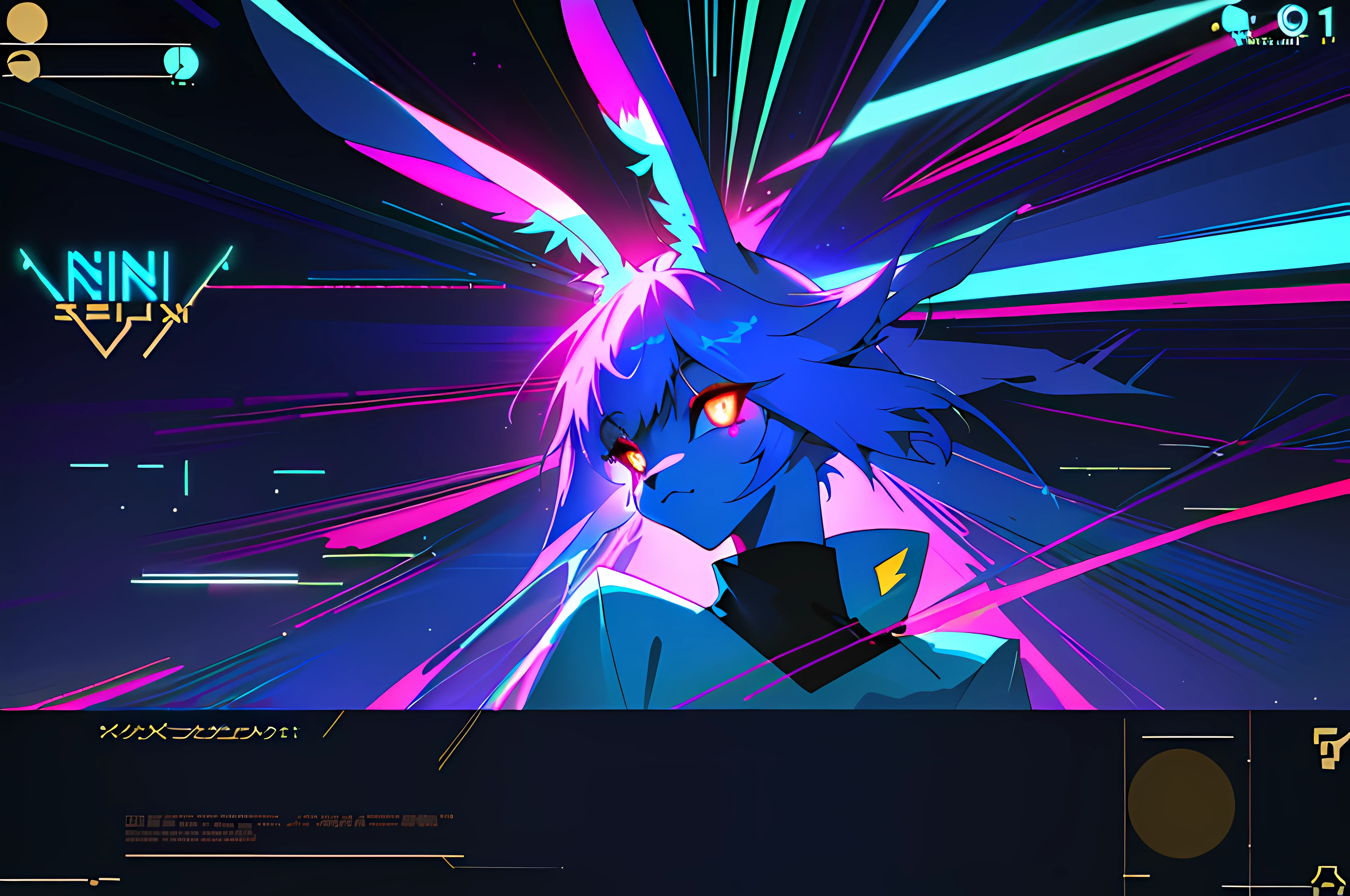 (vintage vhs), (crt screenshot), (Zen, Amy Sol style), (((blue anthro kemono furry rabbit))), underground cavern shining flashlight in old ruins, scene from a show about a blue anthro furry kemono rabbit who investigates deep space crime, (vast decrepit scenery:1.2) blame! style, nightmarish illustration, glowing eyes everywhere, intense eye contact, hybrid human / anthro, electrixbunny, rabbit anthro portrait, ((portrait)), bunnypunk, weirdcore voidpunk fursona, wearing bunny ears, cover art with light abstraction, abstract, simple vector art, contemporary Cybernetic art, color gradients, soft color palettes, layered forms, whimsical animation, style Ethereal abstract, 4K, --v6