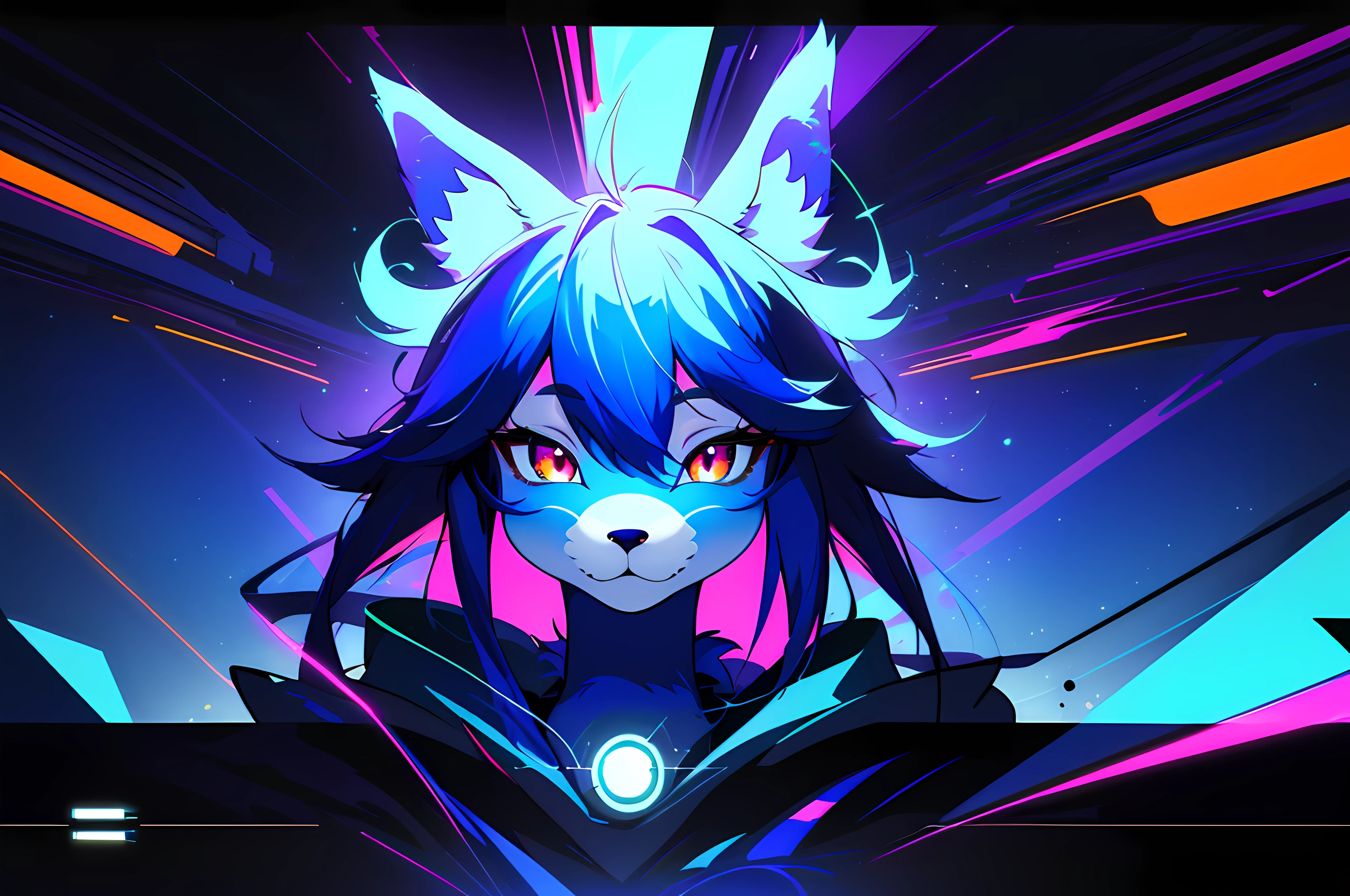 (vintage vhs), (crt screenshot), (Zen, Amy Sol style), (((blue anthro kemono furry rabbit))), underground cavern shining flashlight in old ruins, scene from a show about a blue anthro furry kemono rabbit who investigates deep space crime, (vast decrepit scenery:1.2) blame! style, nightmarish illustration, glowing eyes everywhere, intense eye contact, hybrid human / anthro, electrixbunny, rabbit anthro portrait, ((portrait)), bunnypunk, weirdcore voidpunk fursona, wearing bunny ears, cover art with light abstraction, abstract, simple vector art, contemporary Cybernetic art, color gradients, soft color palettes, layered forms, whimsical animation, style Ethereal abstract, 4K, --v6