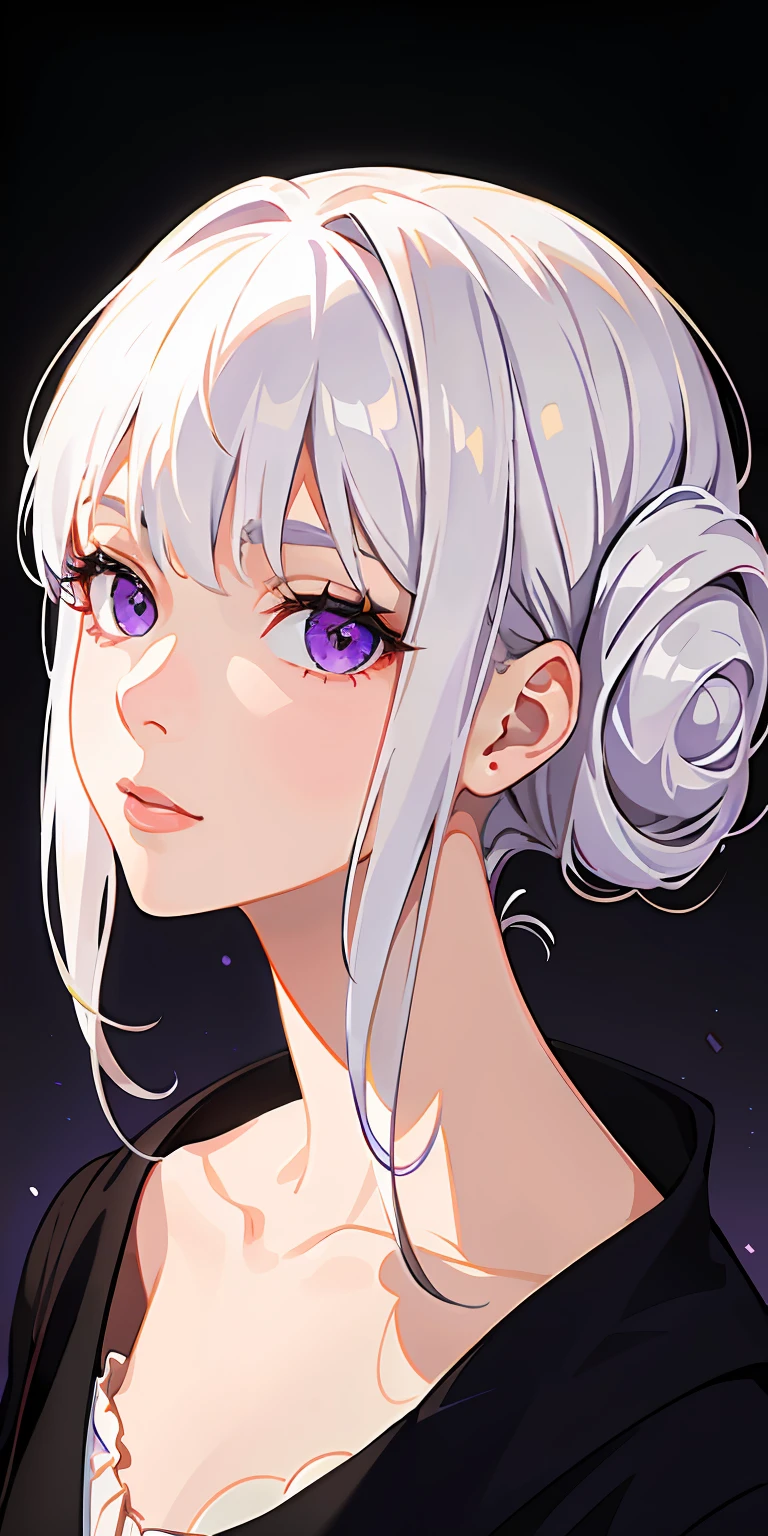 1girl, White hair and purple eyes, Paintings with portrait themes, Presented in a realistic style, Towels with outstanding details, (hot onsen)Scenes, Side light effect, High quality wallpapers, Not suitable for work。